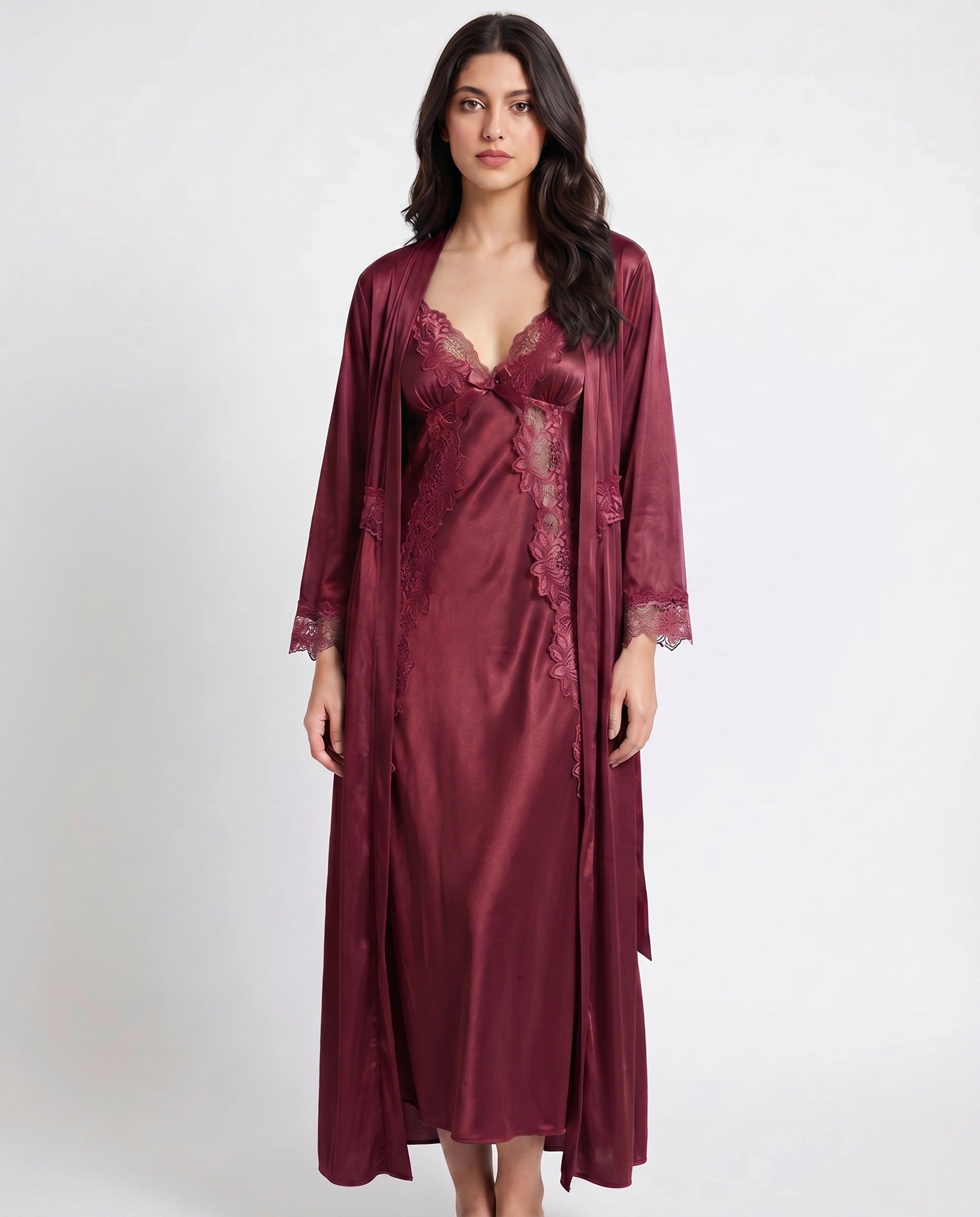 Gown Set - Valmira - Maroon