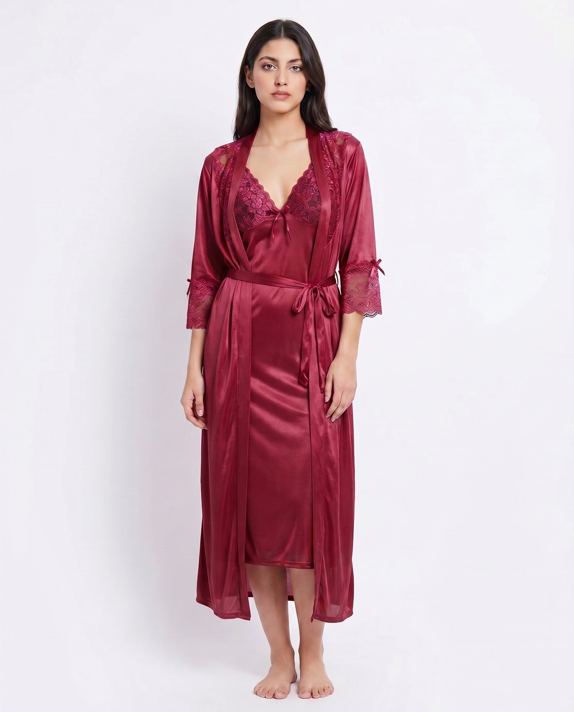 Gown Set - Orvella - Maroon