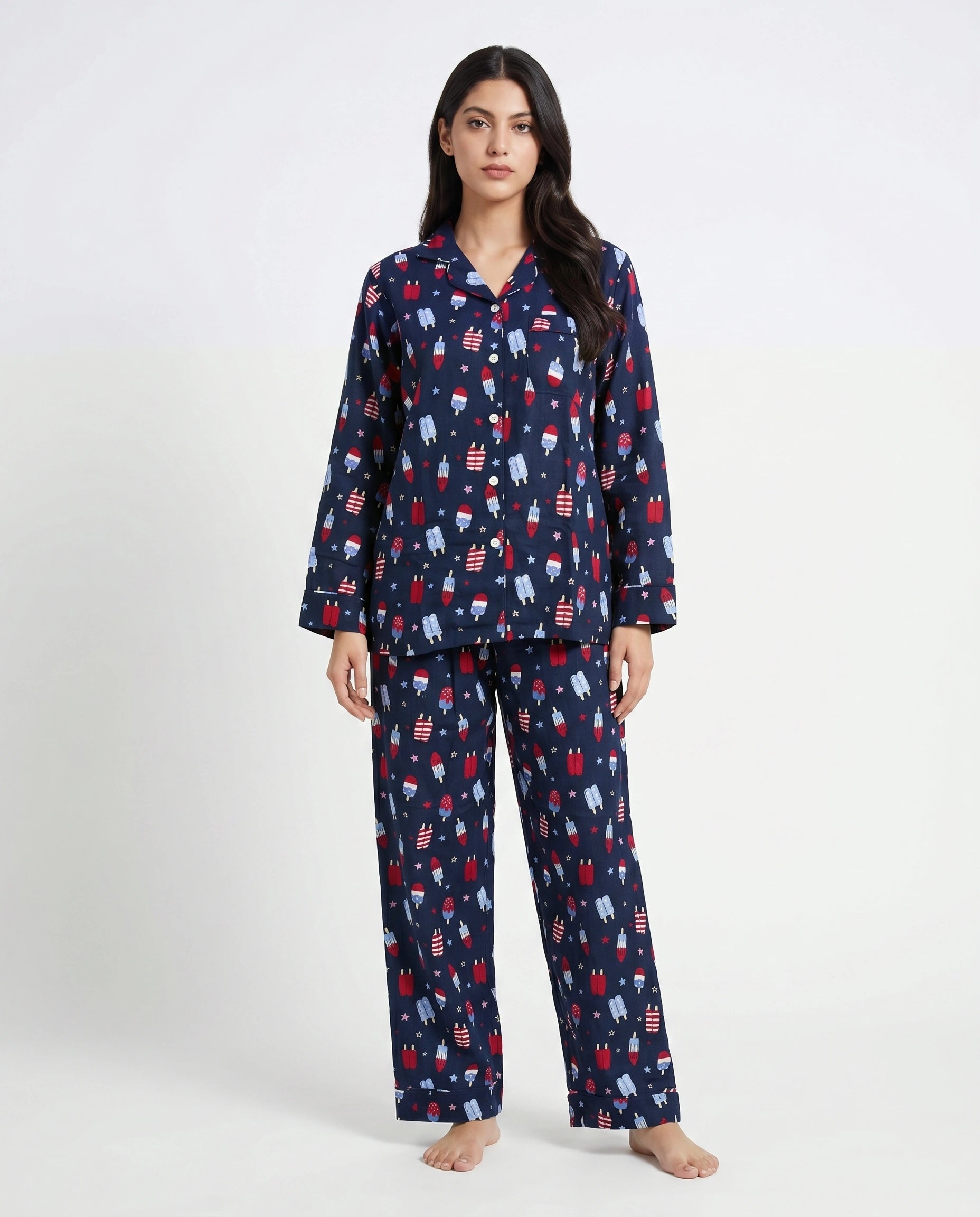 Linen Pajama Suit - Popsicle - Blue