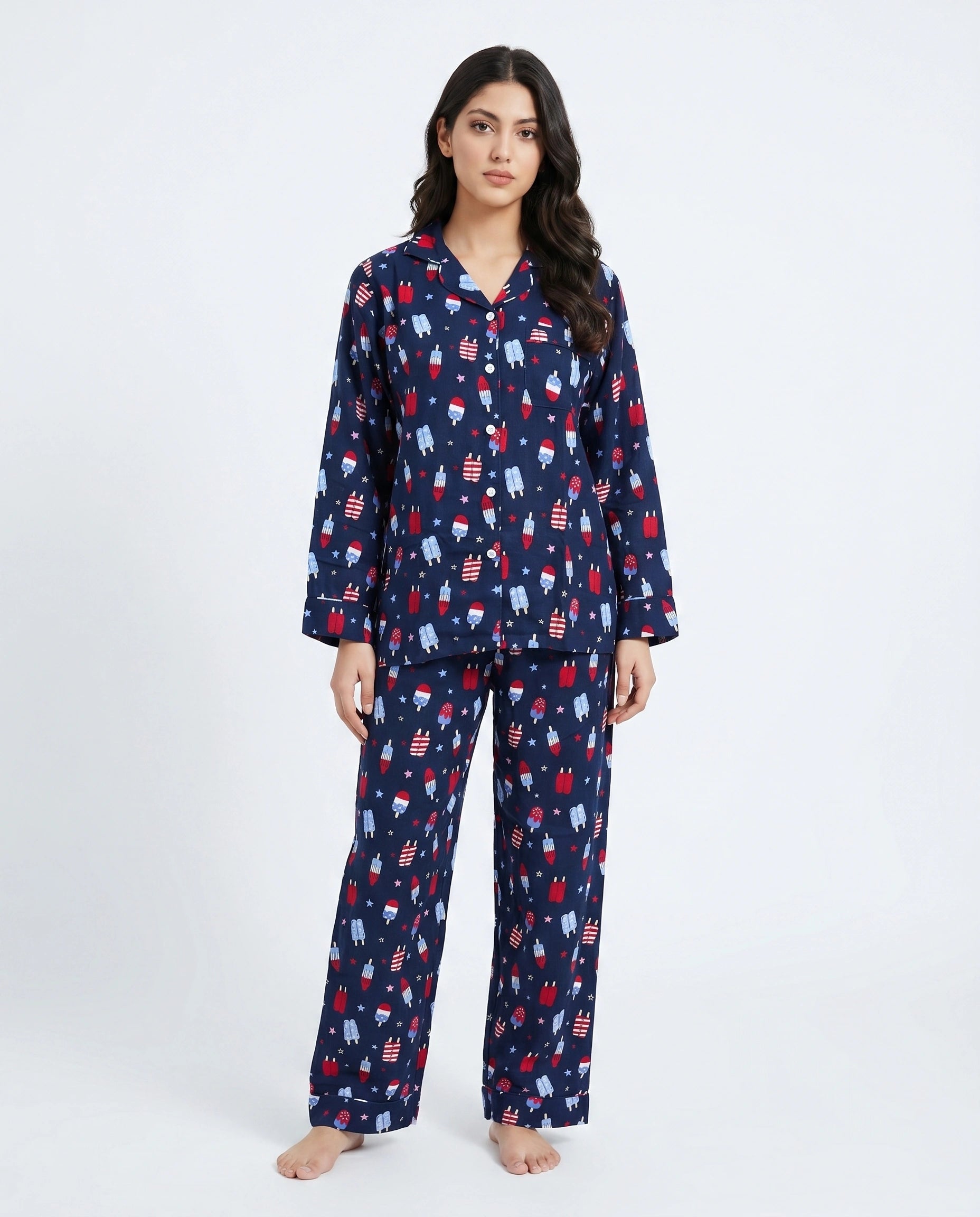 Linen Pajama Suit - Popsicle - Blue