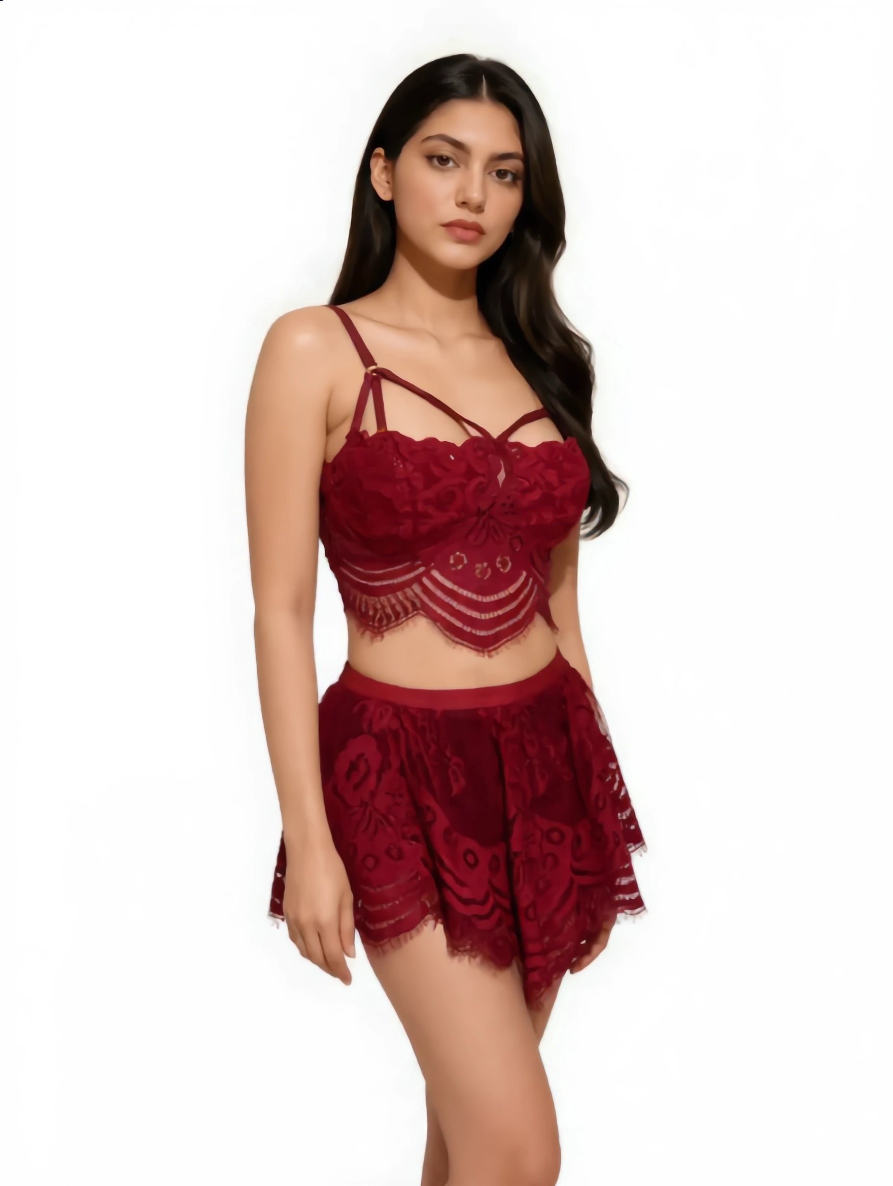 Babydoll Lingerie  - Aurelia - Maroon