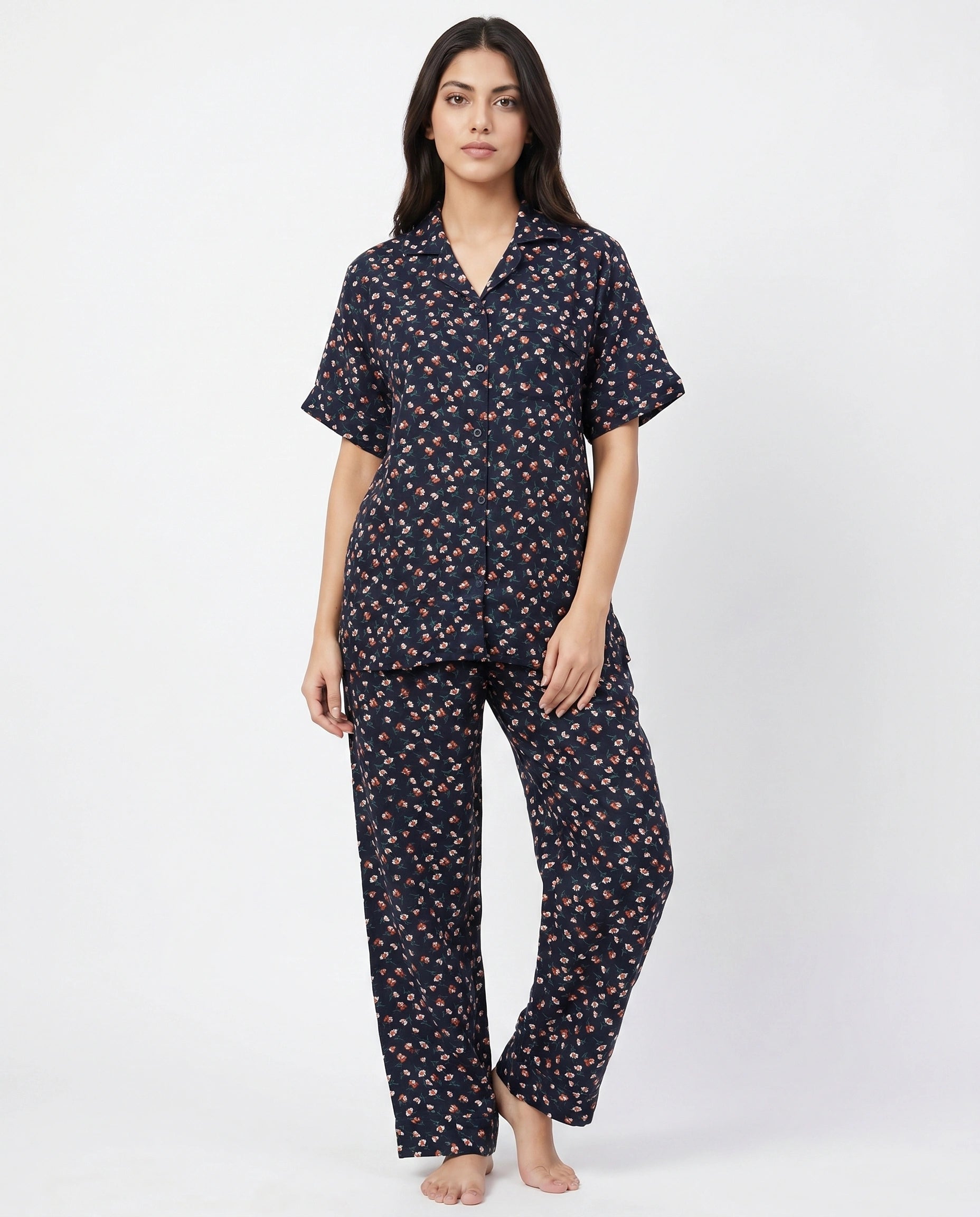 Linen Pajama Suit - Florine - Black