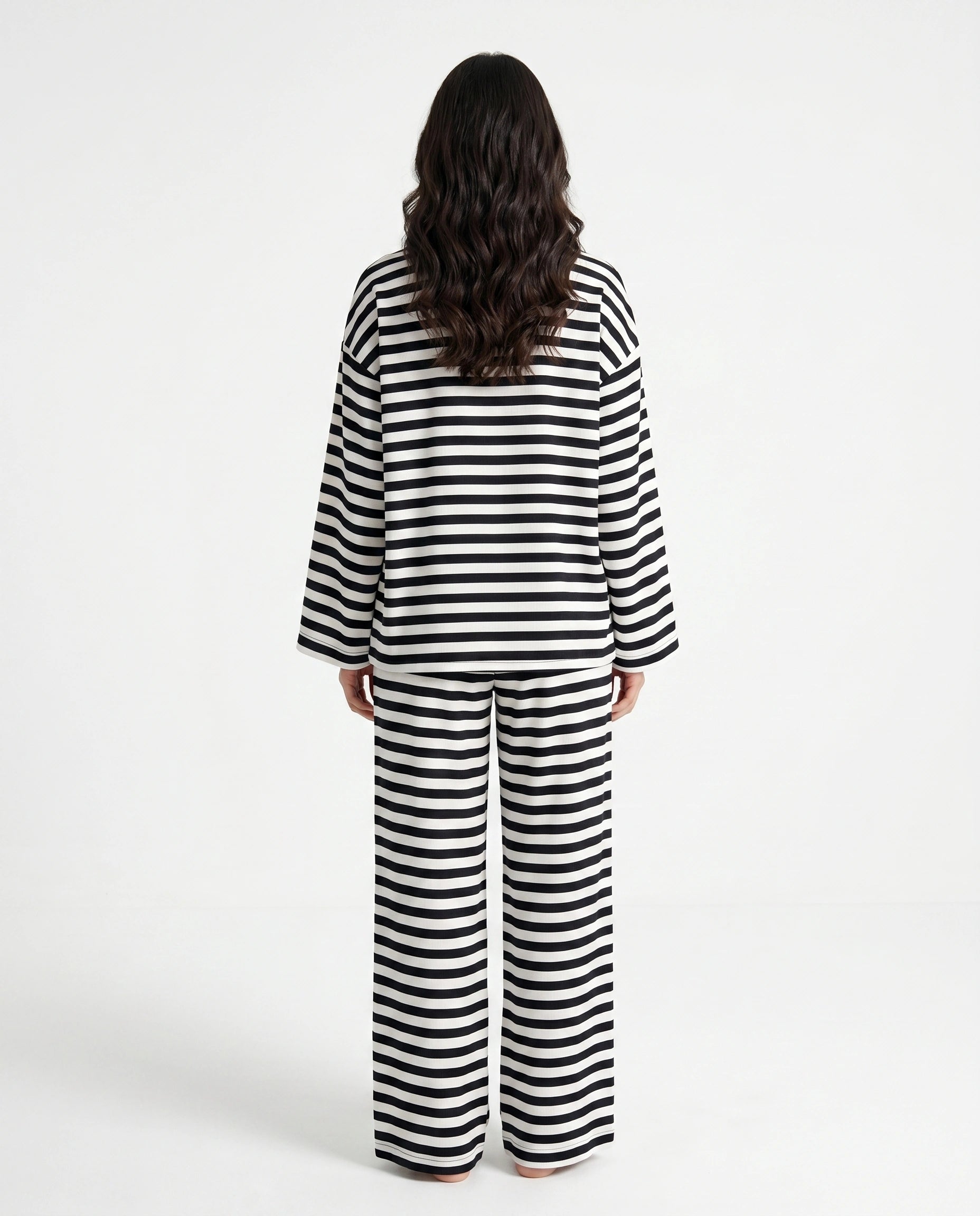 Summer Loungewear Set - Monroe Stripe - Black