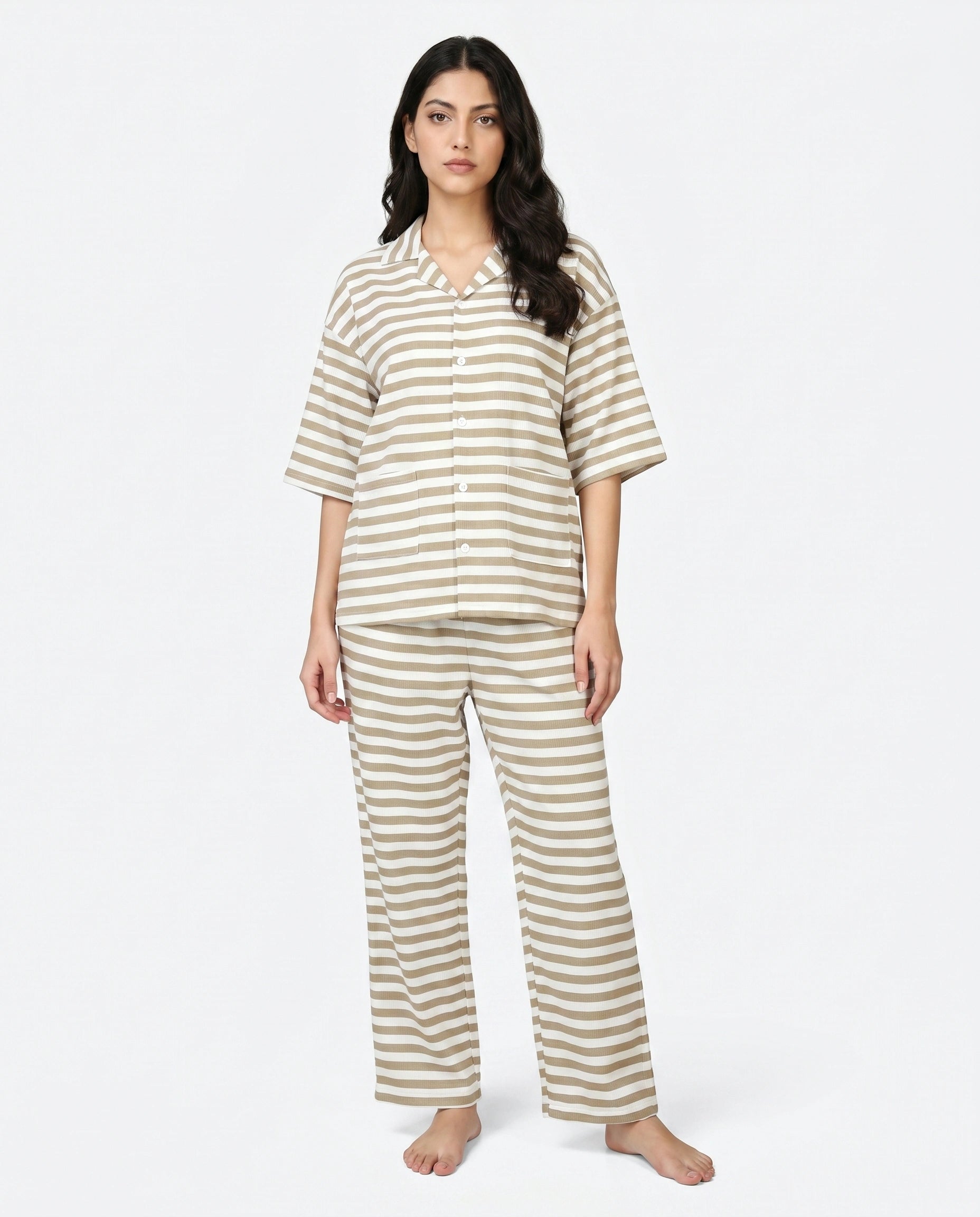 Summer Loungewear Set - Monroe Stripe - Peach