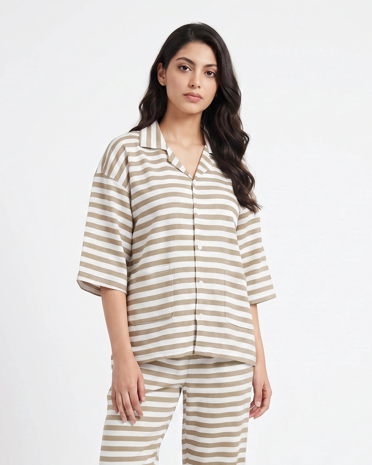 Summer Loungewear Set - Monroe Stripe - Peach