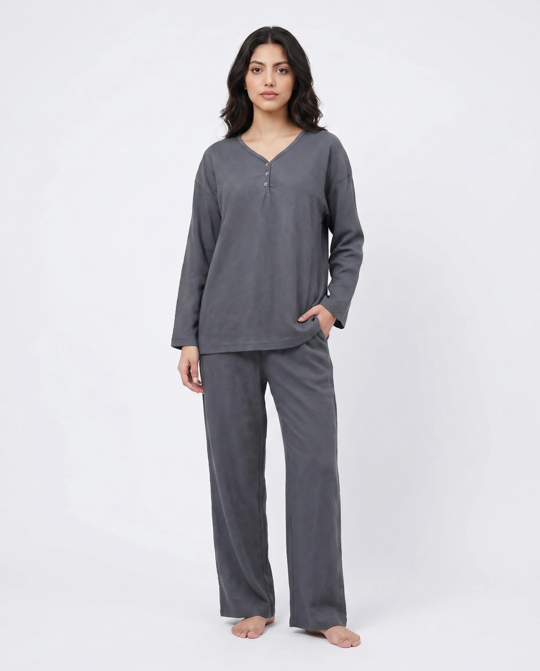 Summer Loungewear Set - Serano Rib - Grey