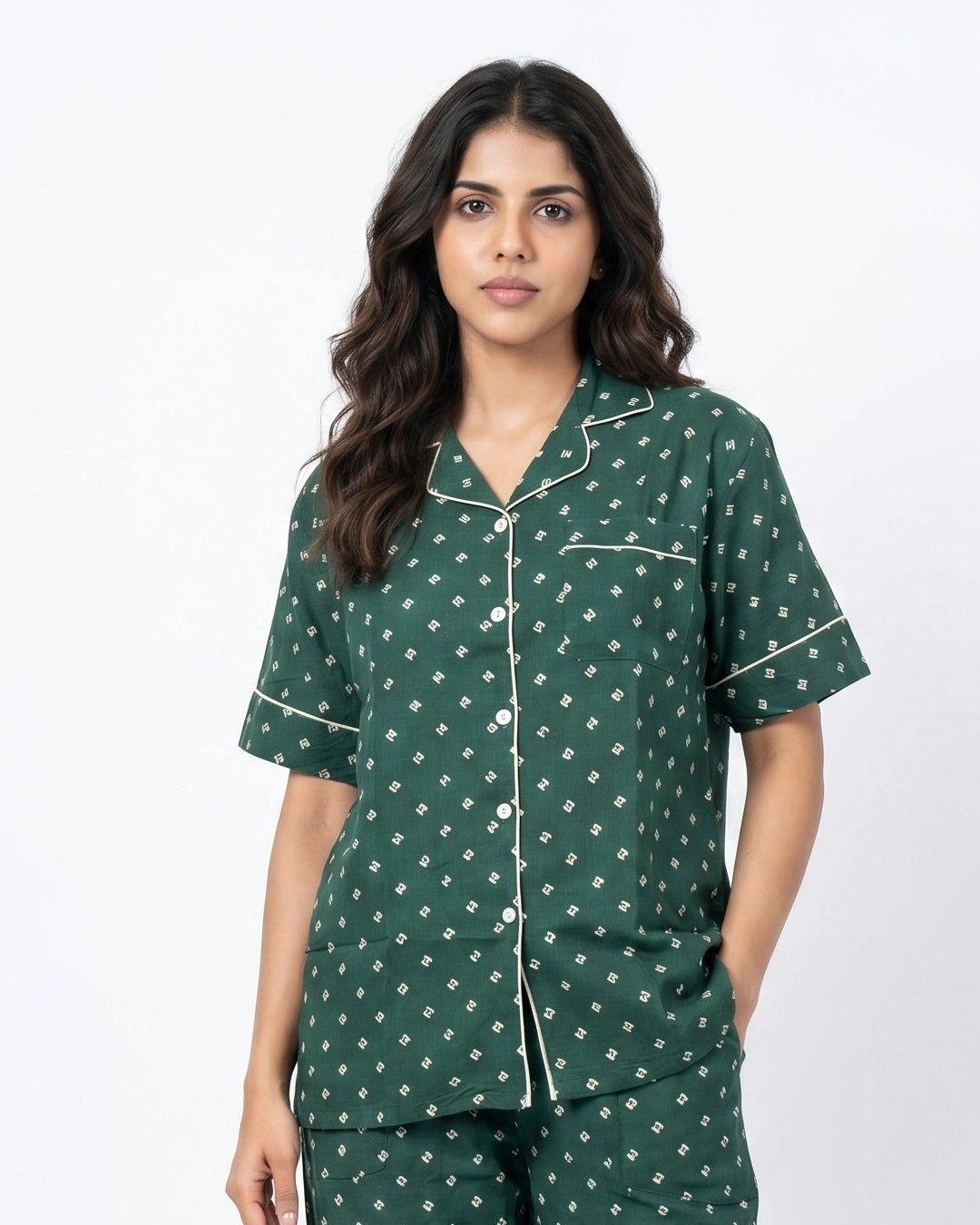 Linen Pajama Suit - Emerald Ease
