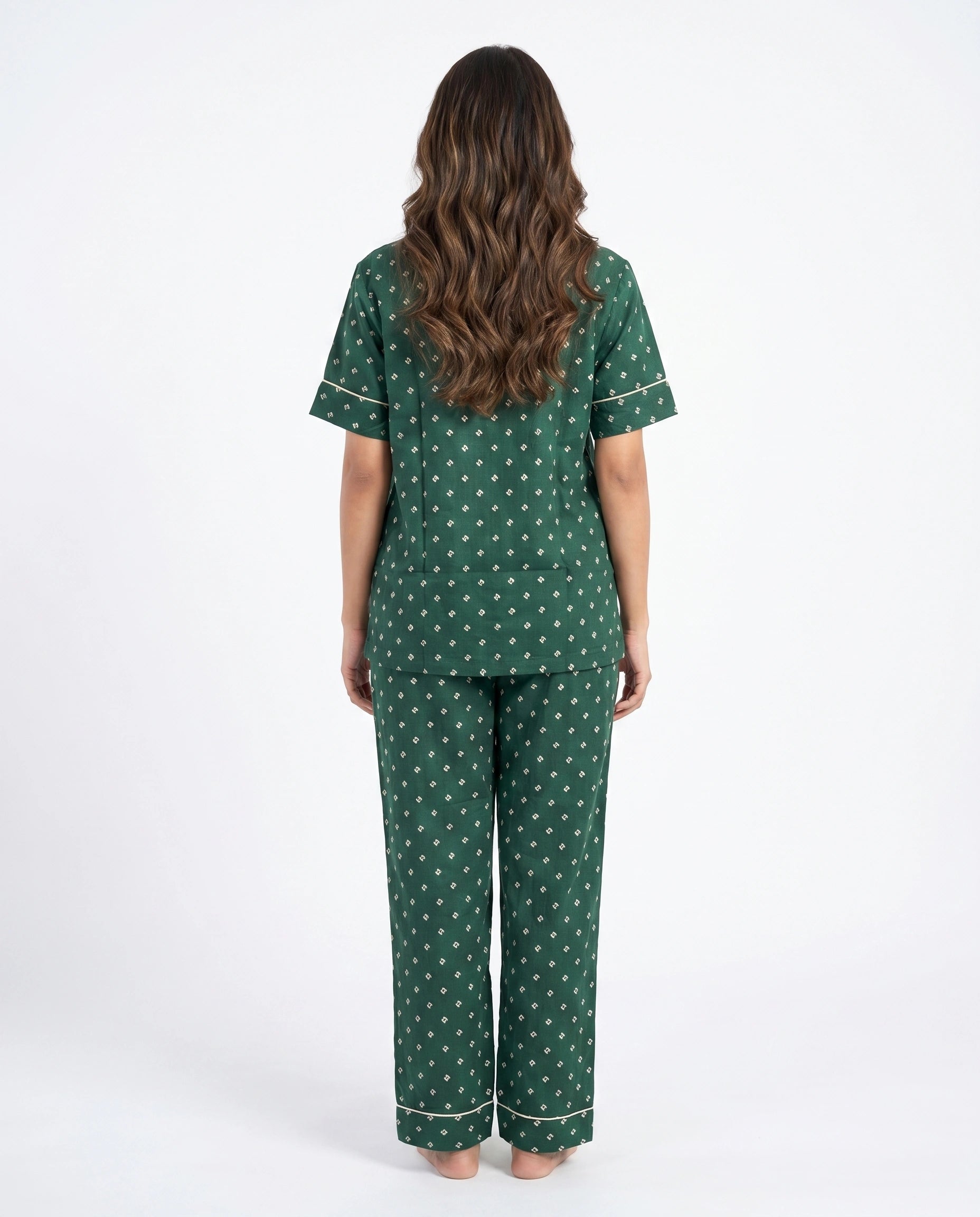 Linen Pajama Suit - Emerald Ease