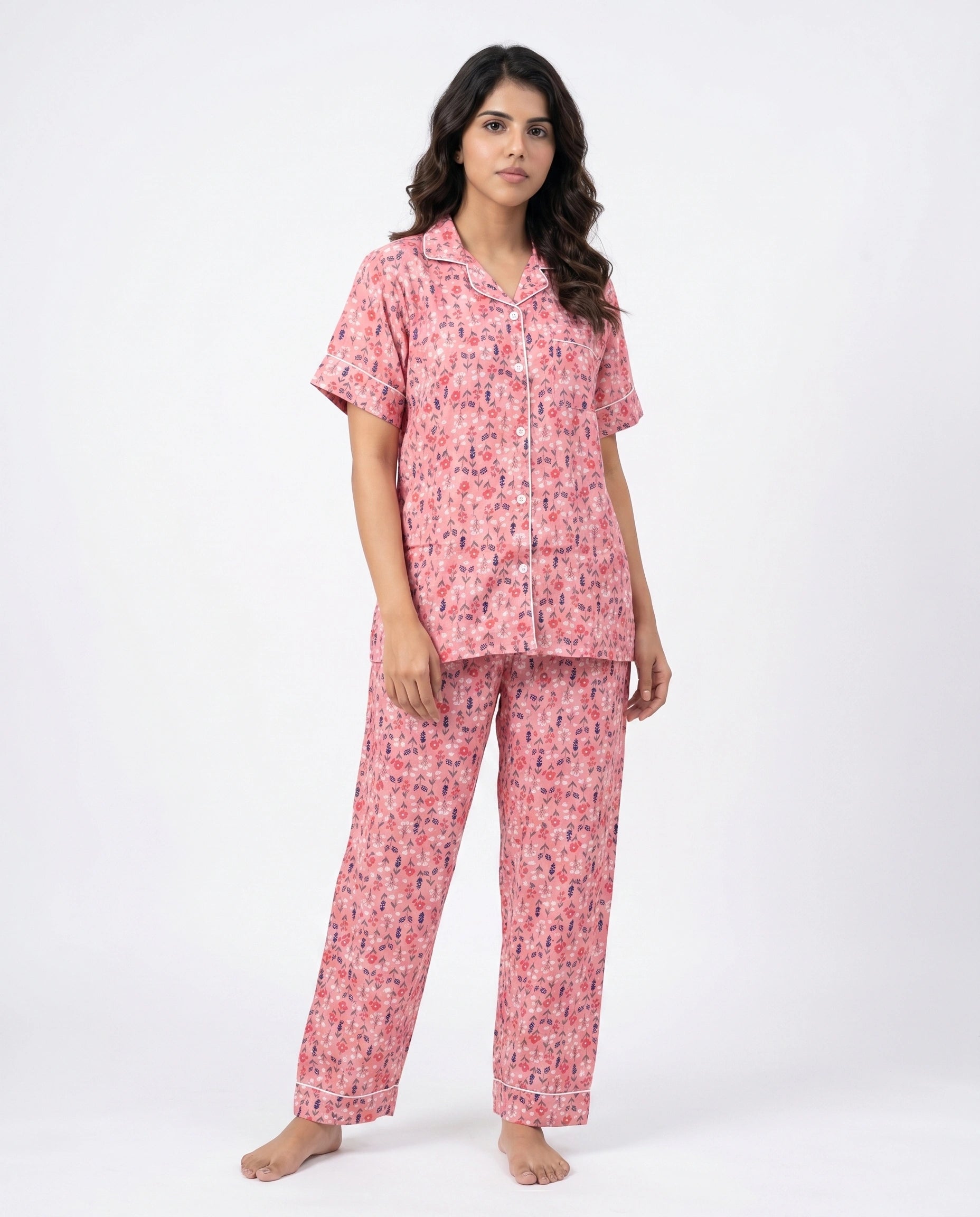 Linen Pajama Suit - Rosy Meadow