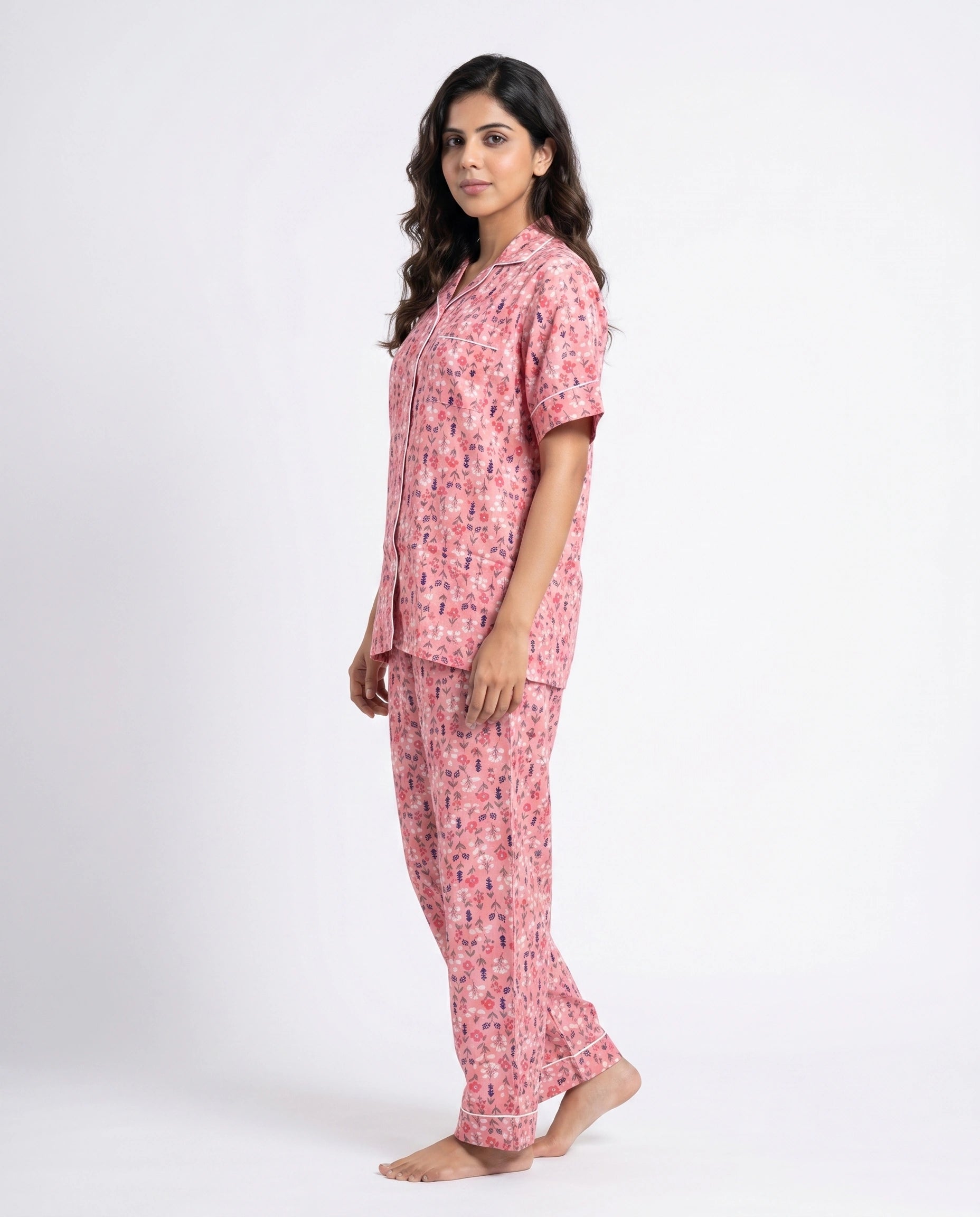 Linen Pajama Suit - Rosy Meadow