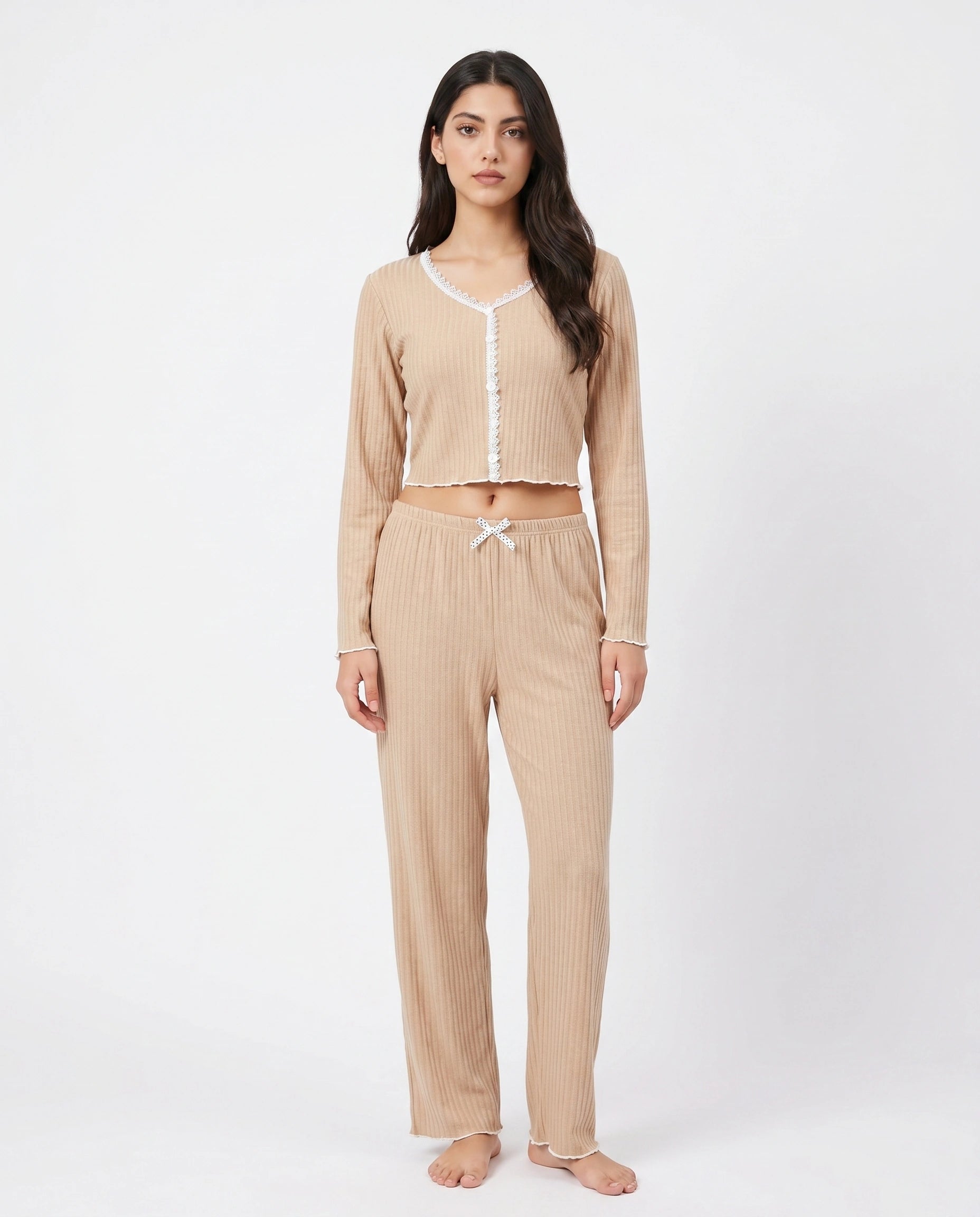 Cotton PJ Set - Midnight Comfort - Beige