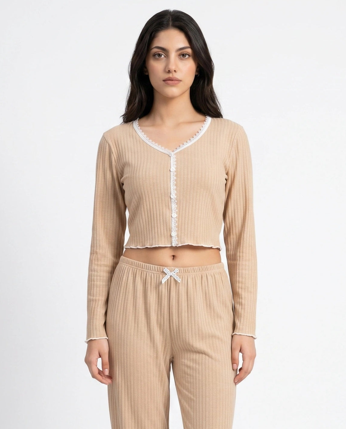 Cotton PJ Set - Midnight Comfort - Beige
