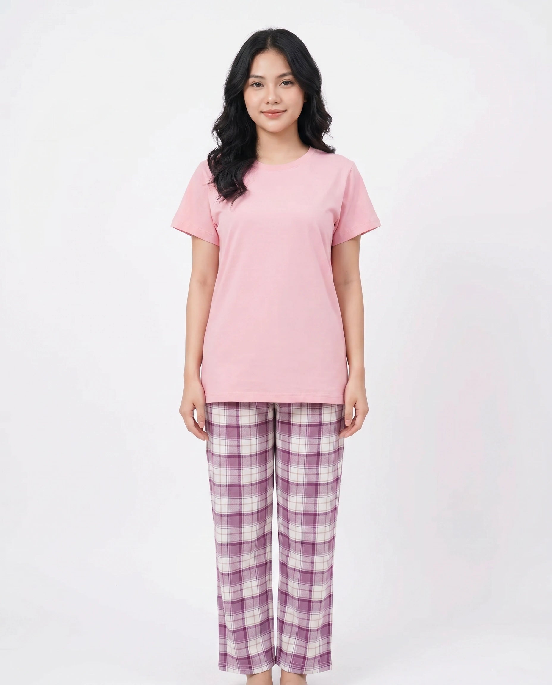 Cotton PJ Set - Blush Check
