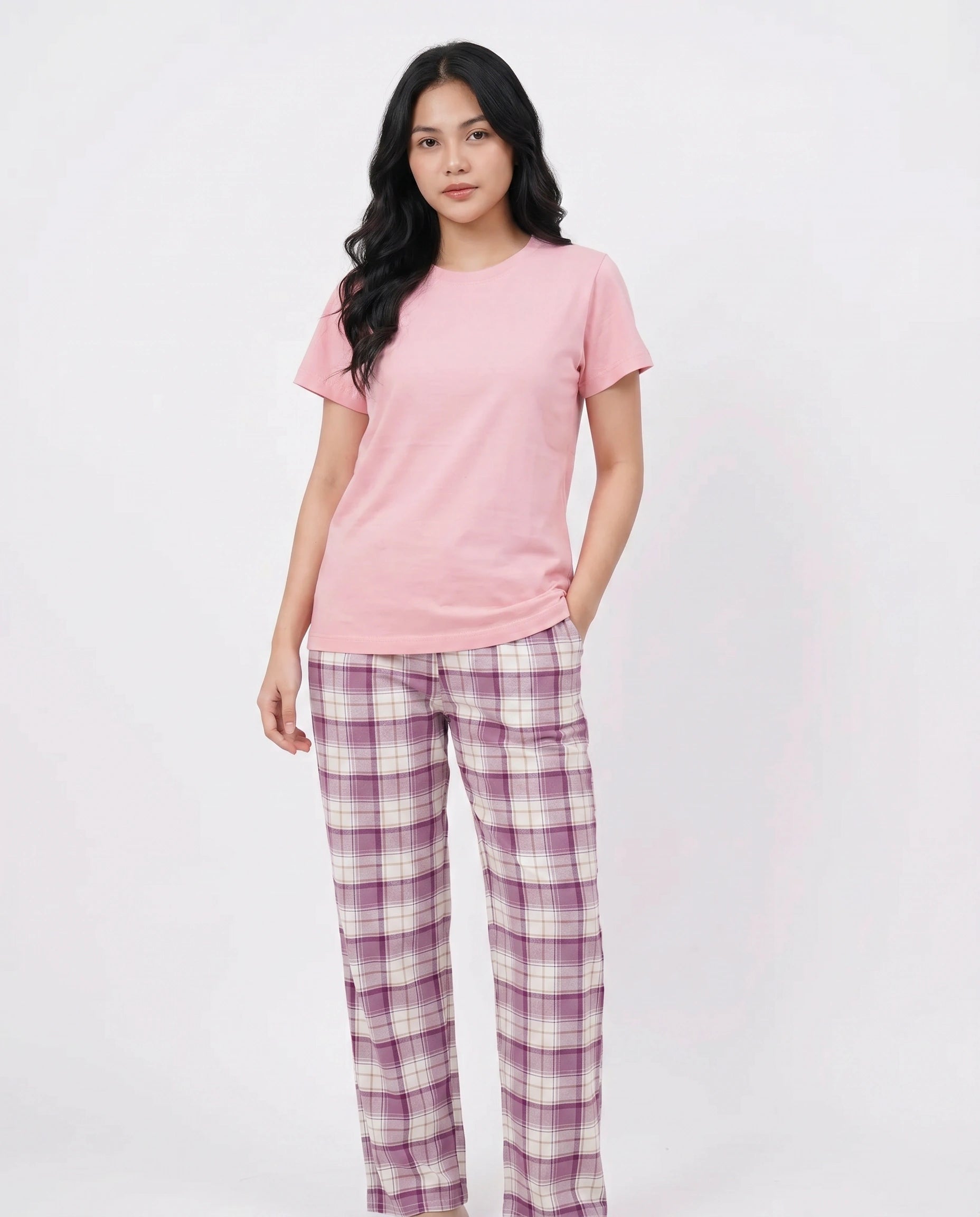 Cotton PJ Set - Blush Check
