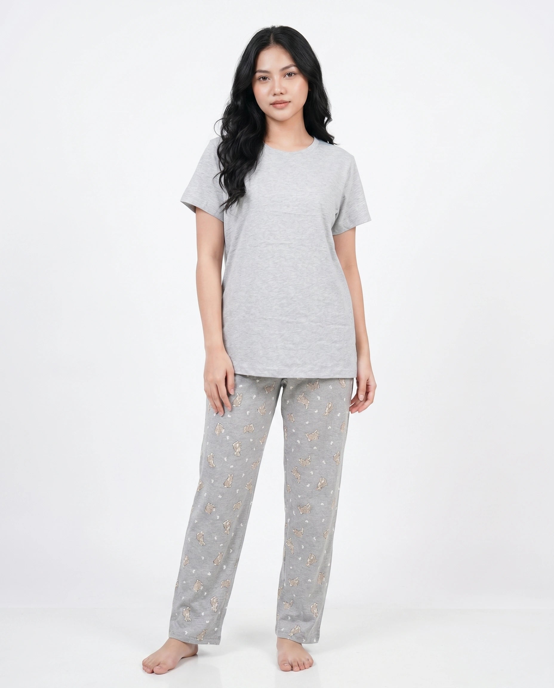 Cotton PJ Set - Grey Bunny