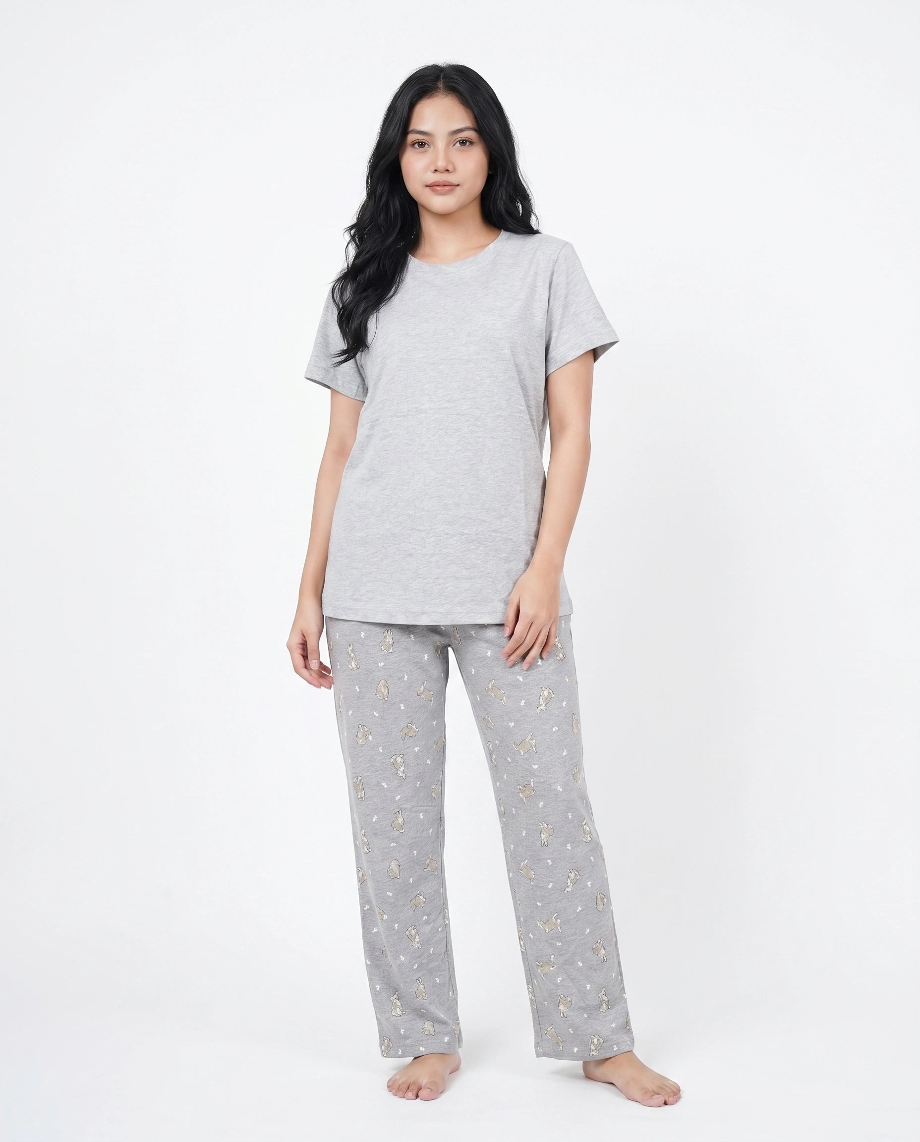 Cotton PJ Set - Grey Bunny