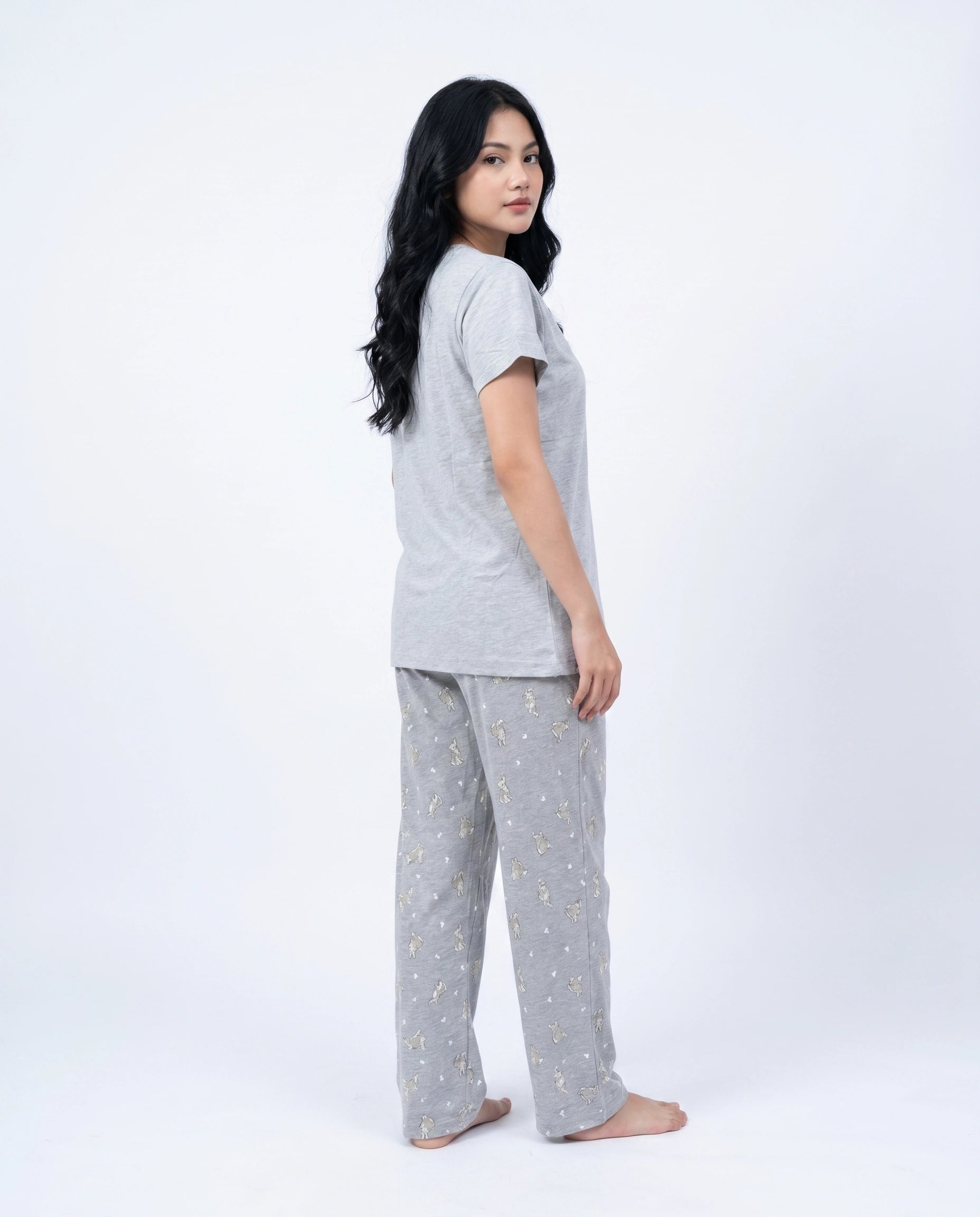 Cotton PJ Set - Grey Bunny
