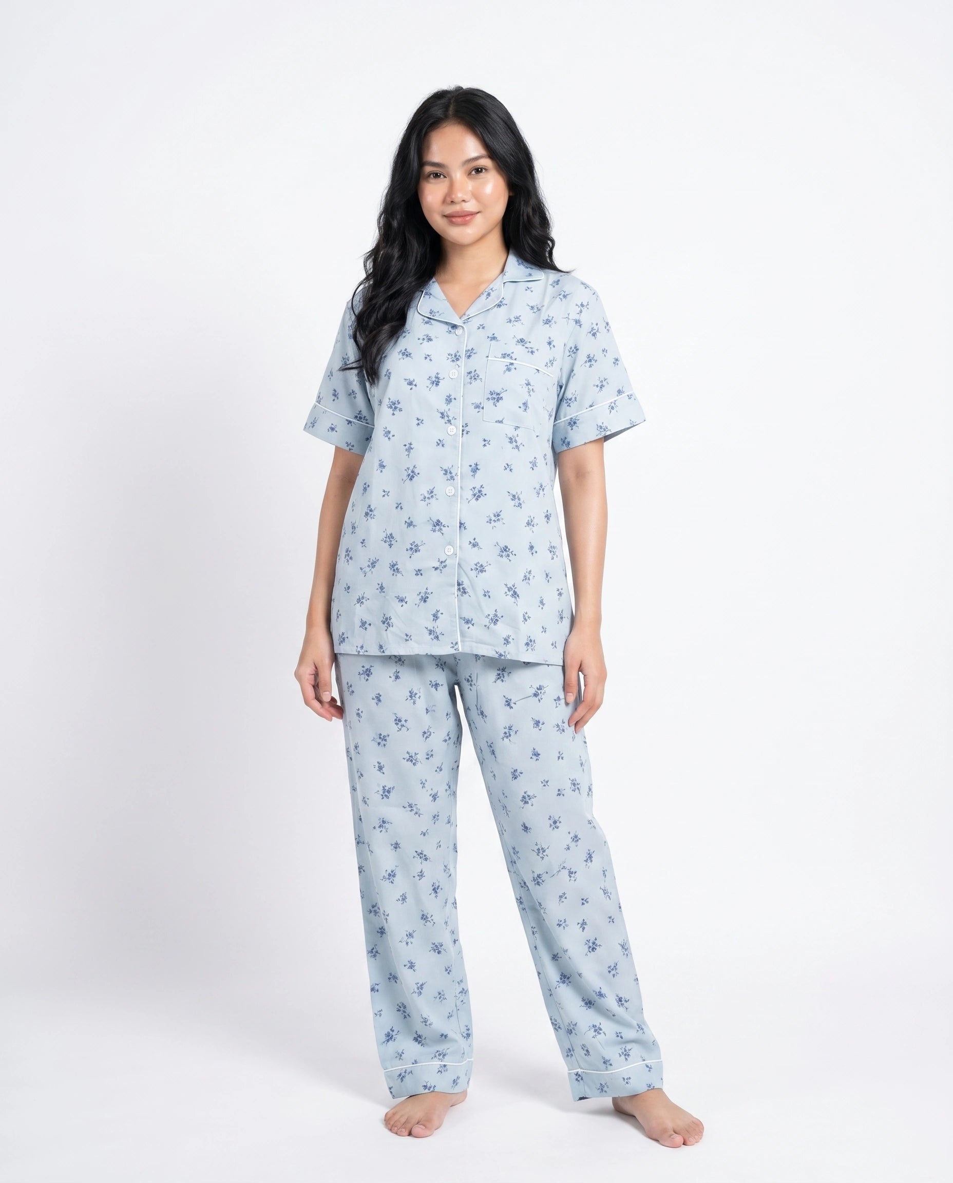 Linen Pajama Suit - Floren - Sky Blue