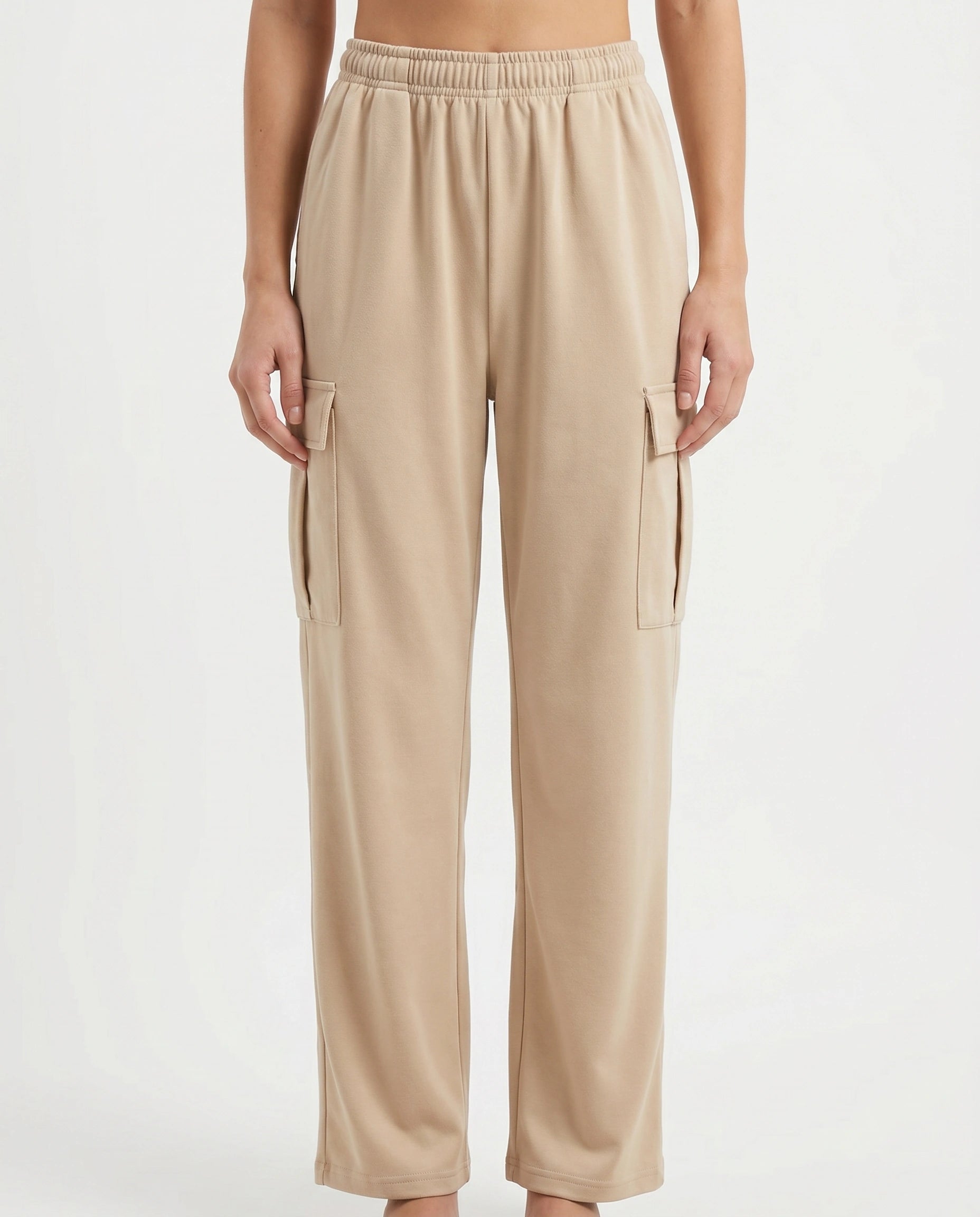 Cotton Terry Cargo Trouser - Beige
