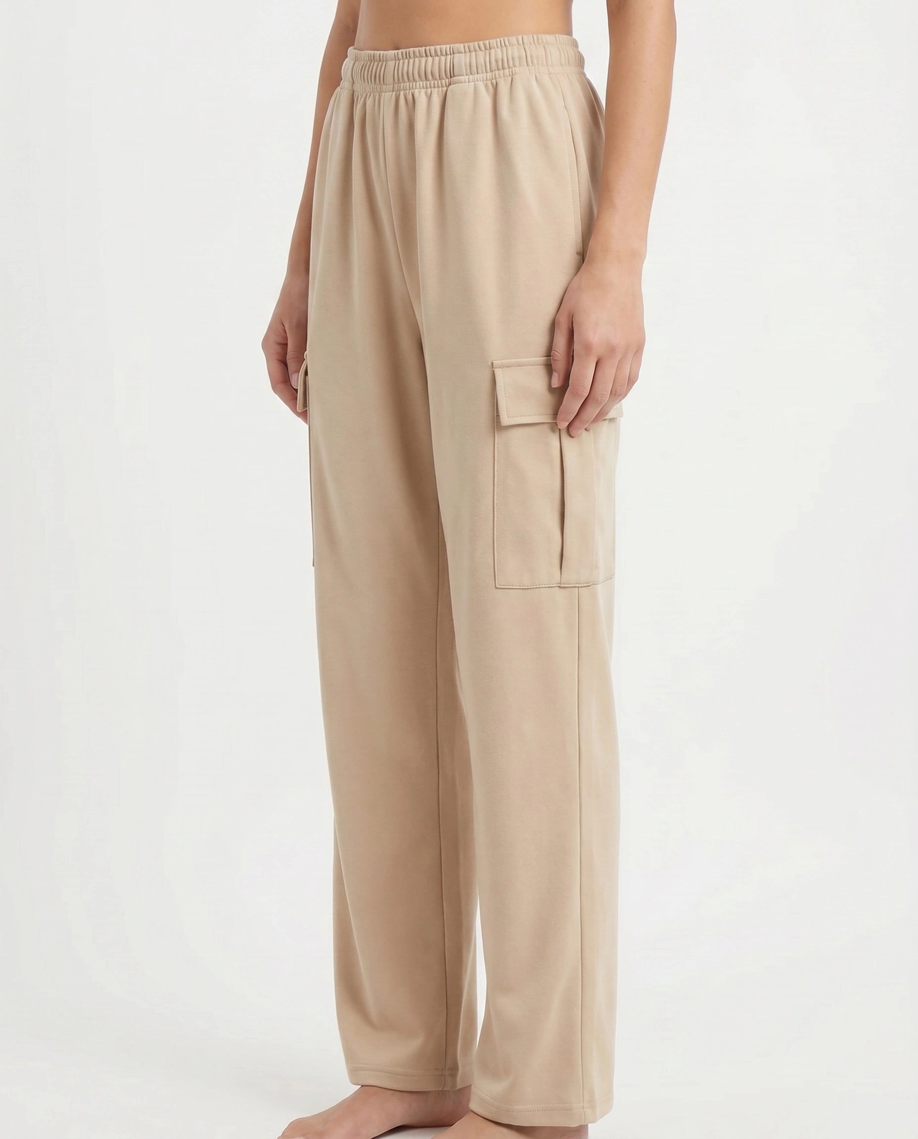 Cotton Terry Cargo Trouser - Beige