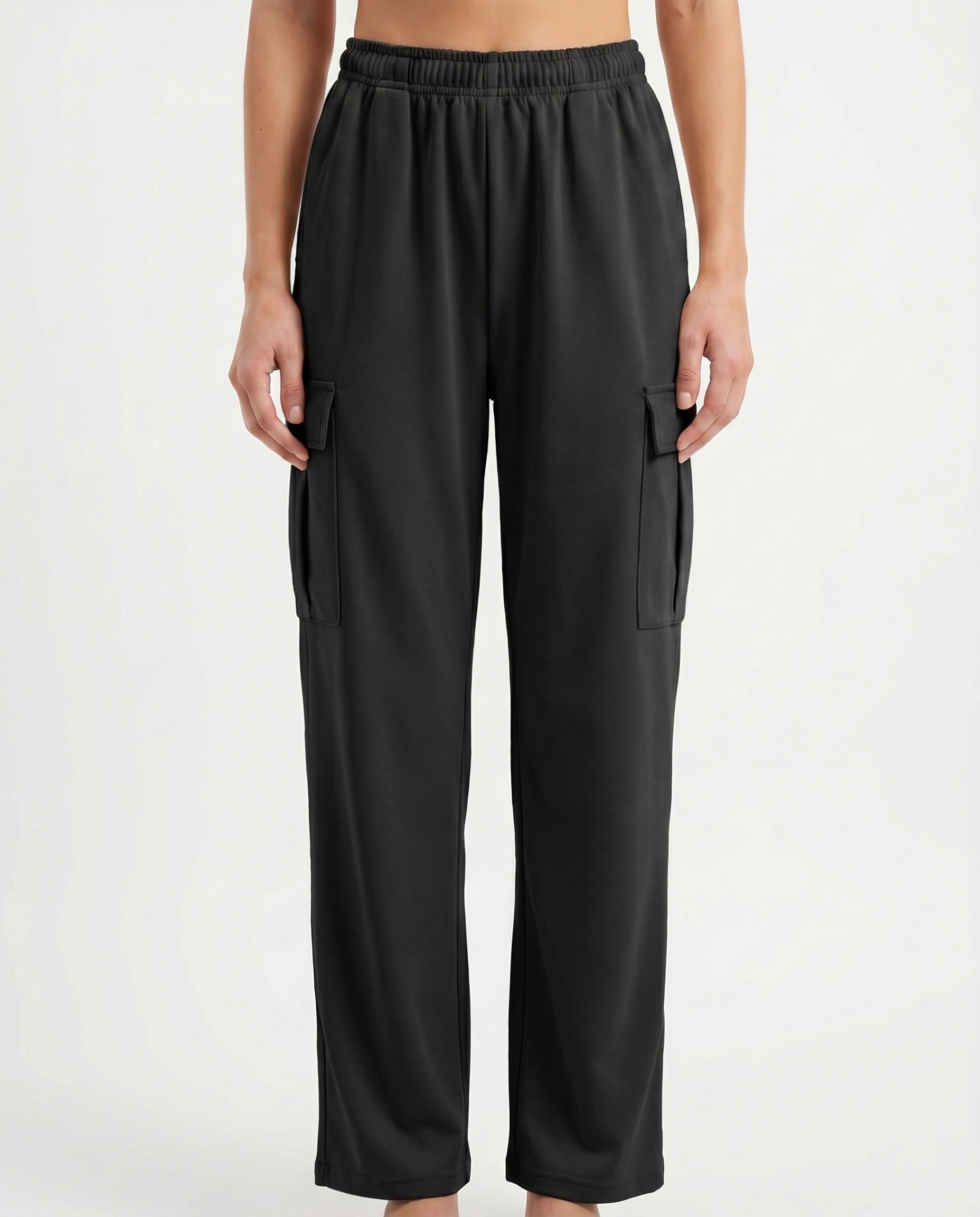 Cotton Terry Cargo Trouser - Black