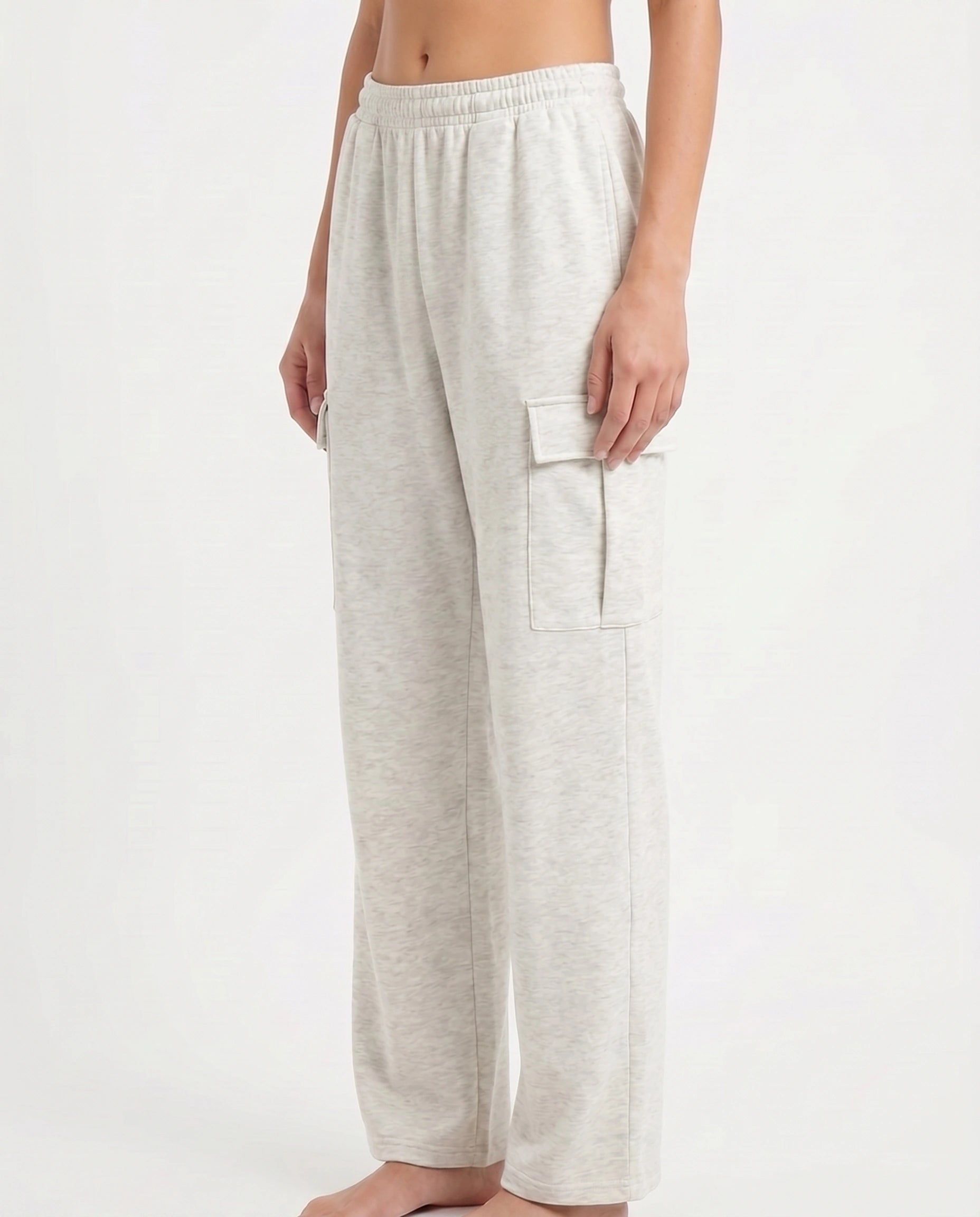 Cotton Terry Cargo Trouser - White