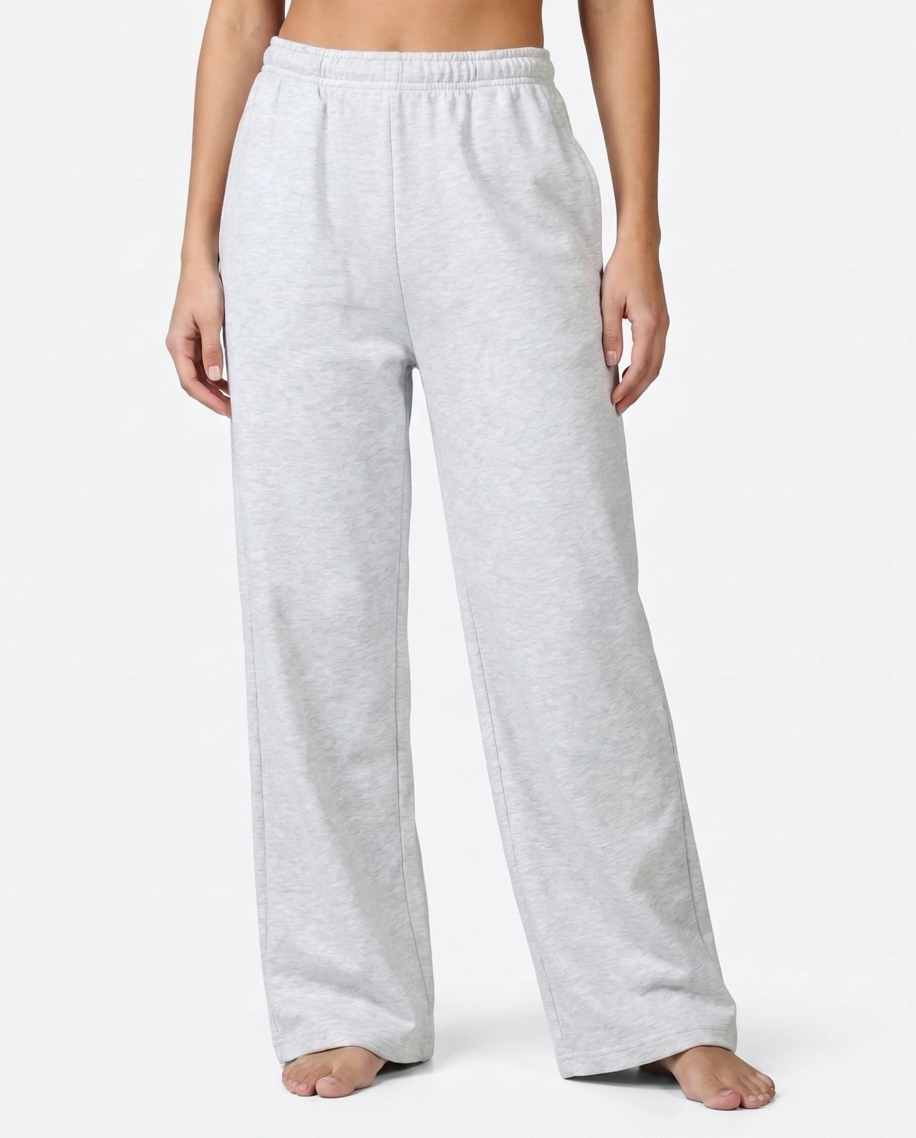 Cotton Terry Wide Leg Trouser - White