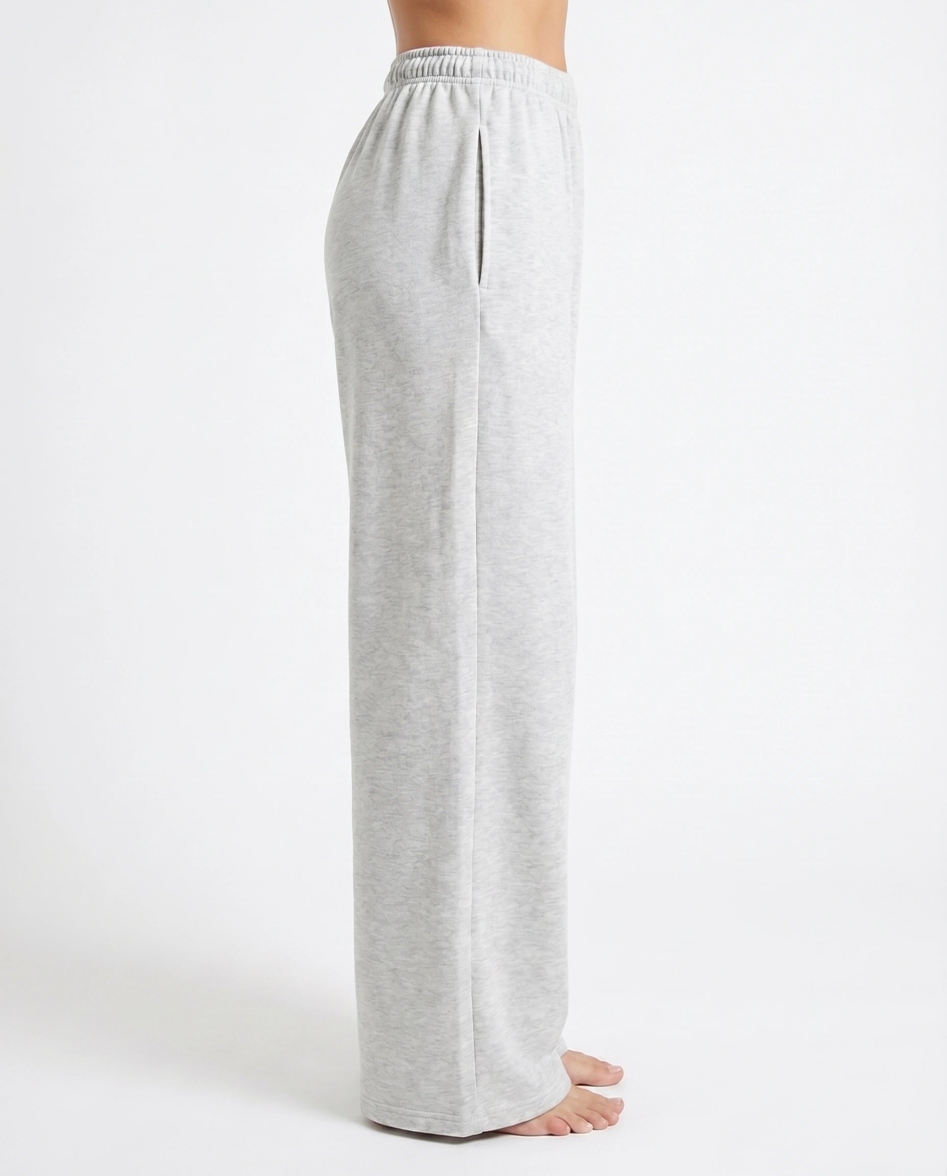 Cotton Terry Wide Leg Trouser - White