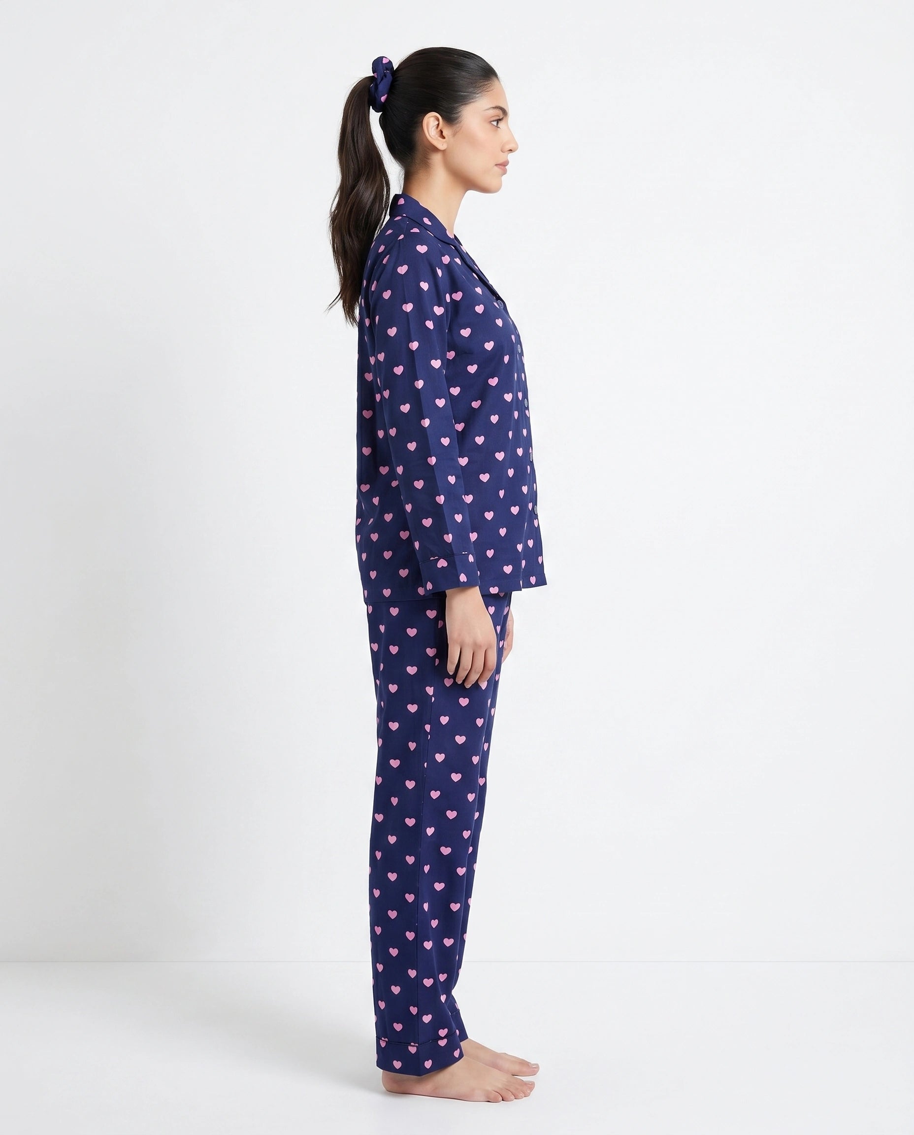 Linen Pajama Suit - Night Heart