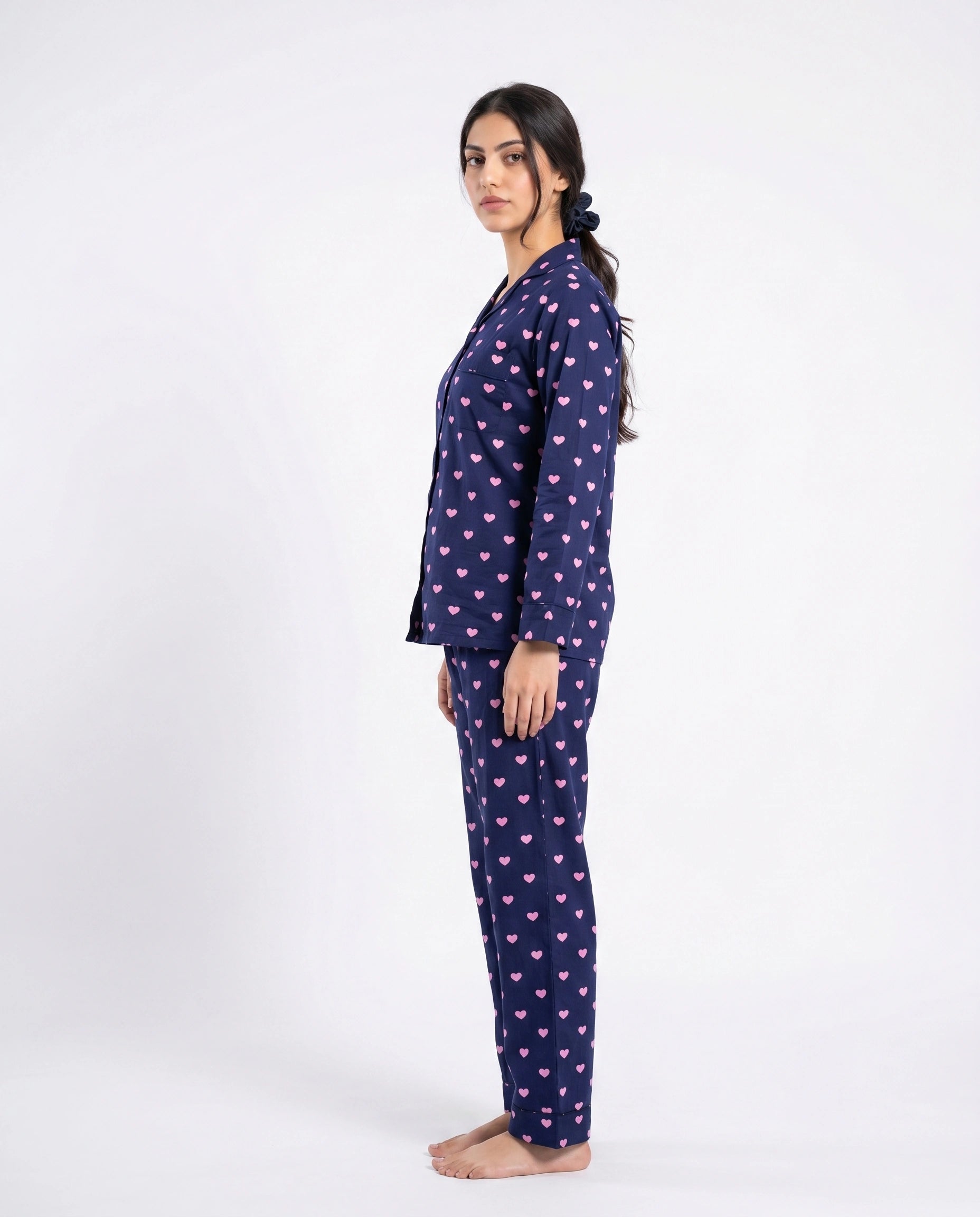 Linen Pajama Suit - Night Heart