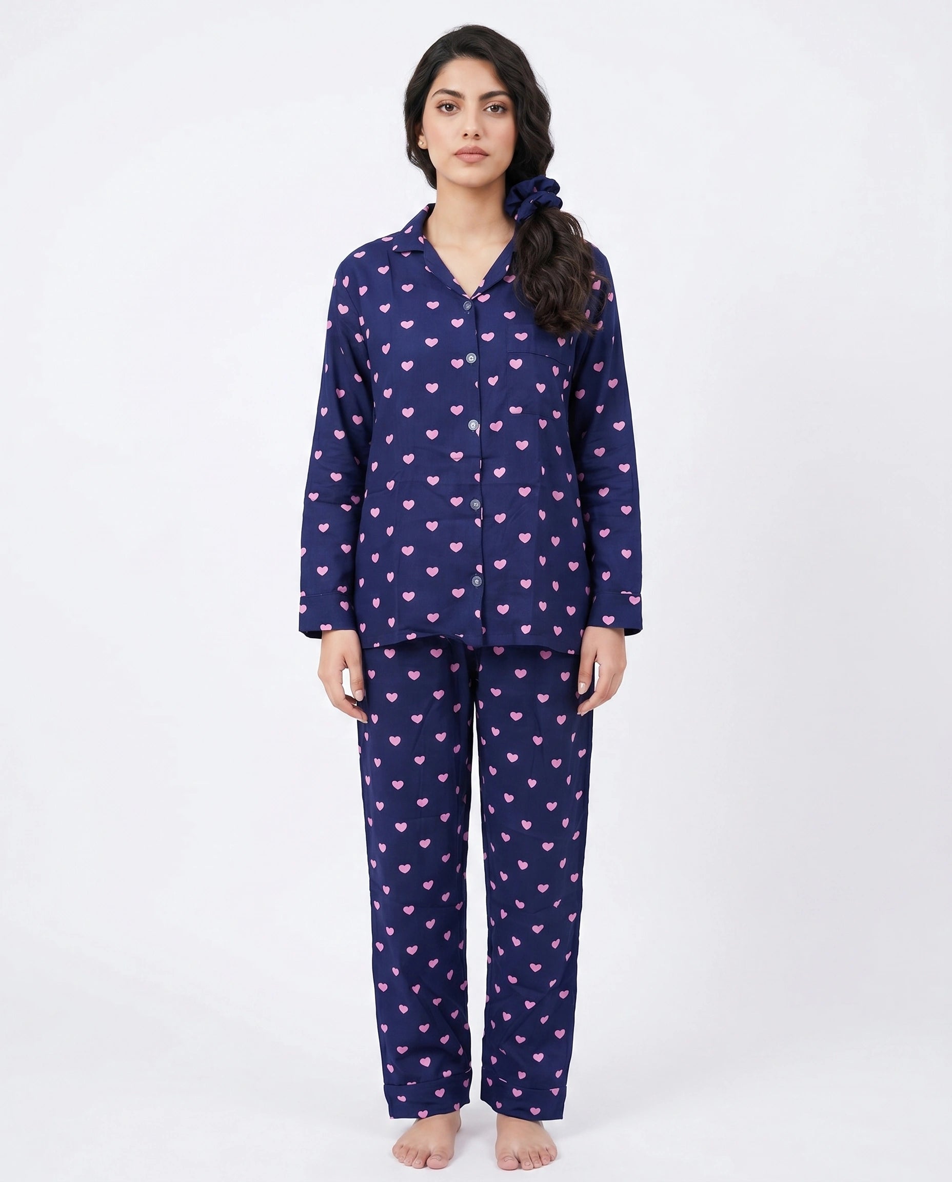 Linen Pajama Suit - Night Heart