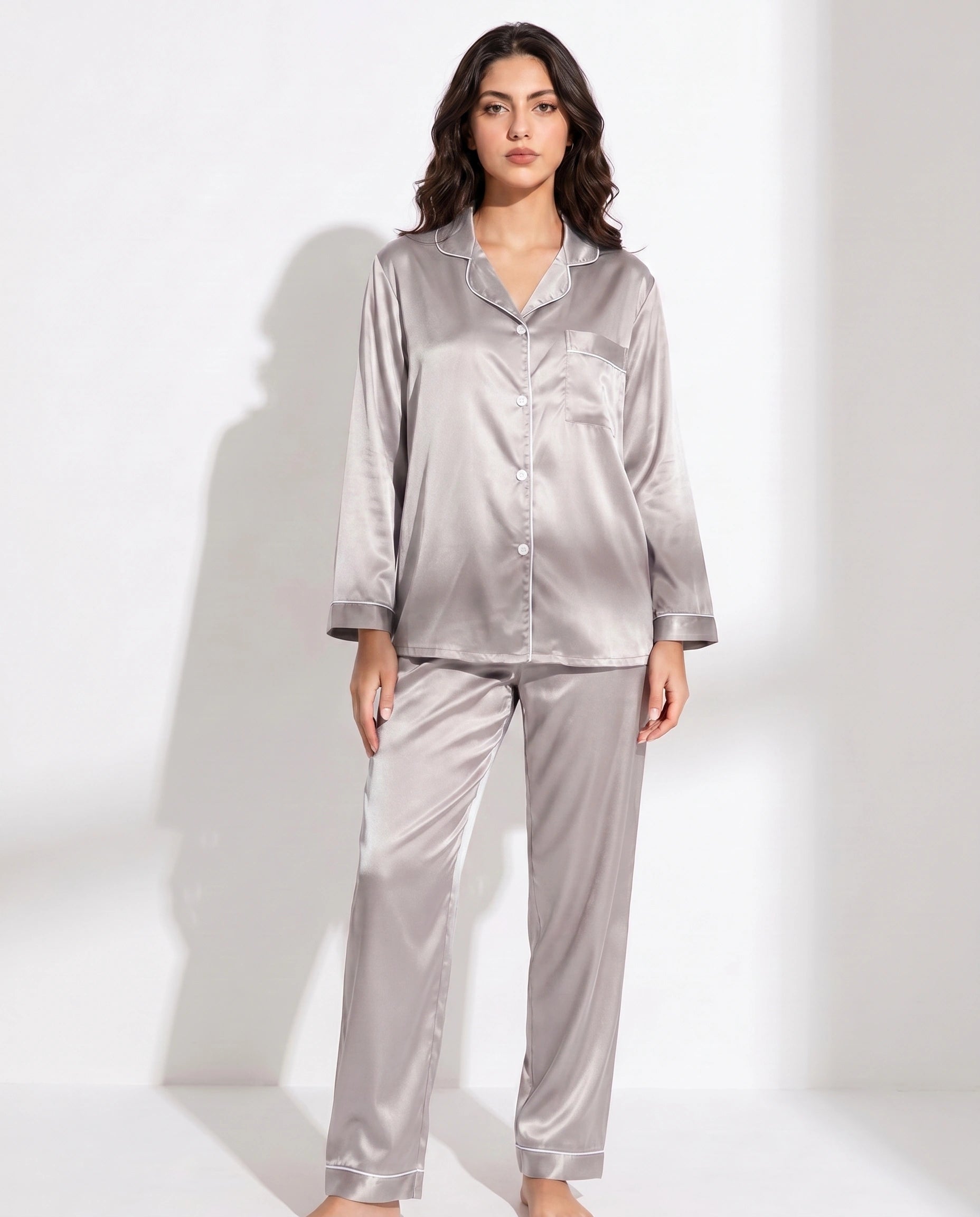 Milky 100% Silk Imported Pajama Suit