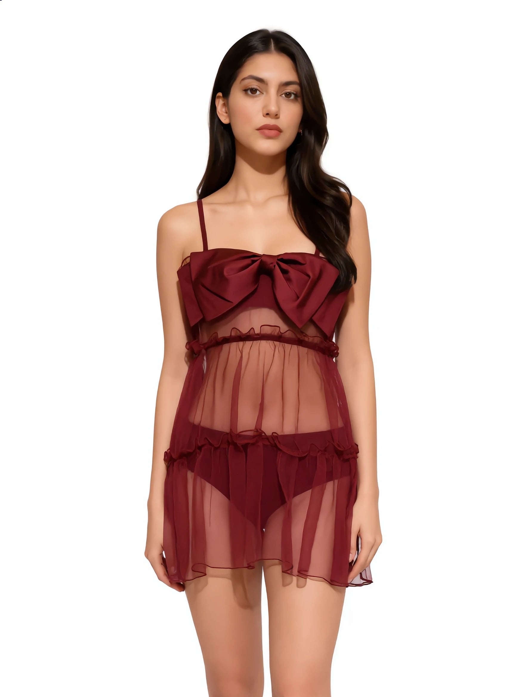 Babydoll Lingerie - Rayna - Maroon