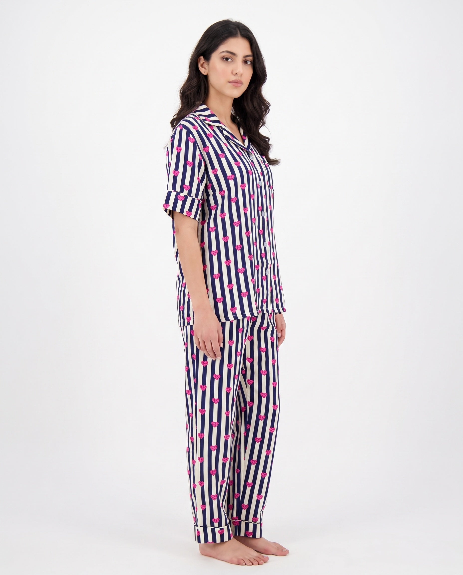 Linen Pajama Suit - Midnight Stripe