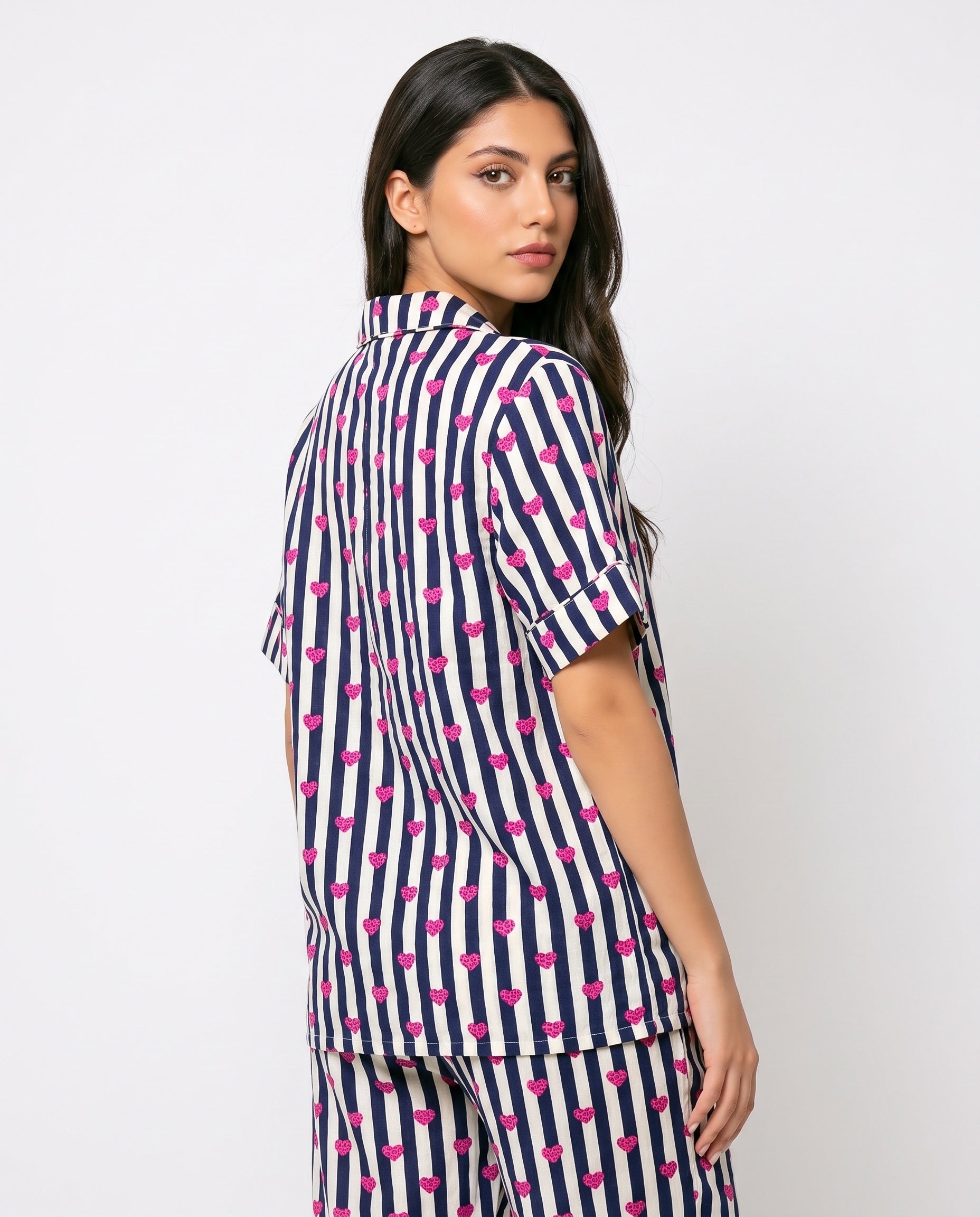 Linen Pajama Suit - Midnight Stripe