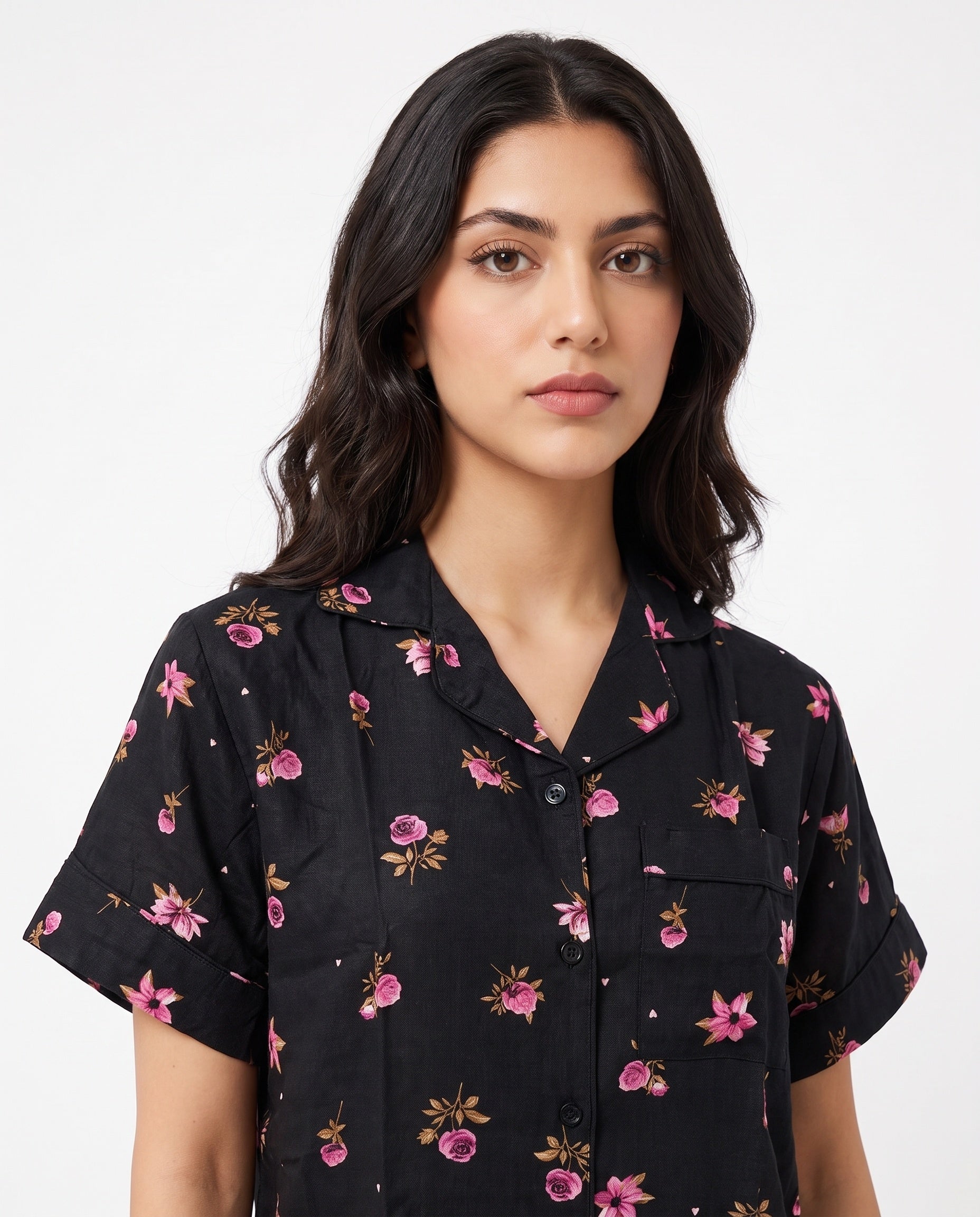 Linen Pajama Suit - Floral Dusk