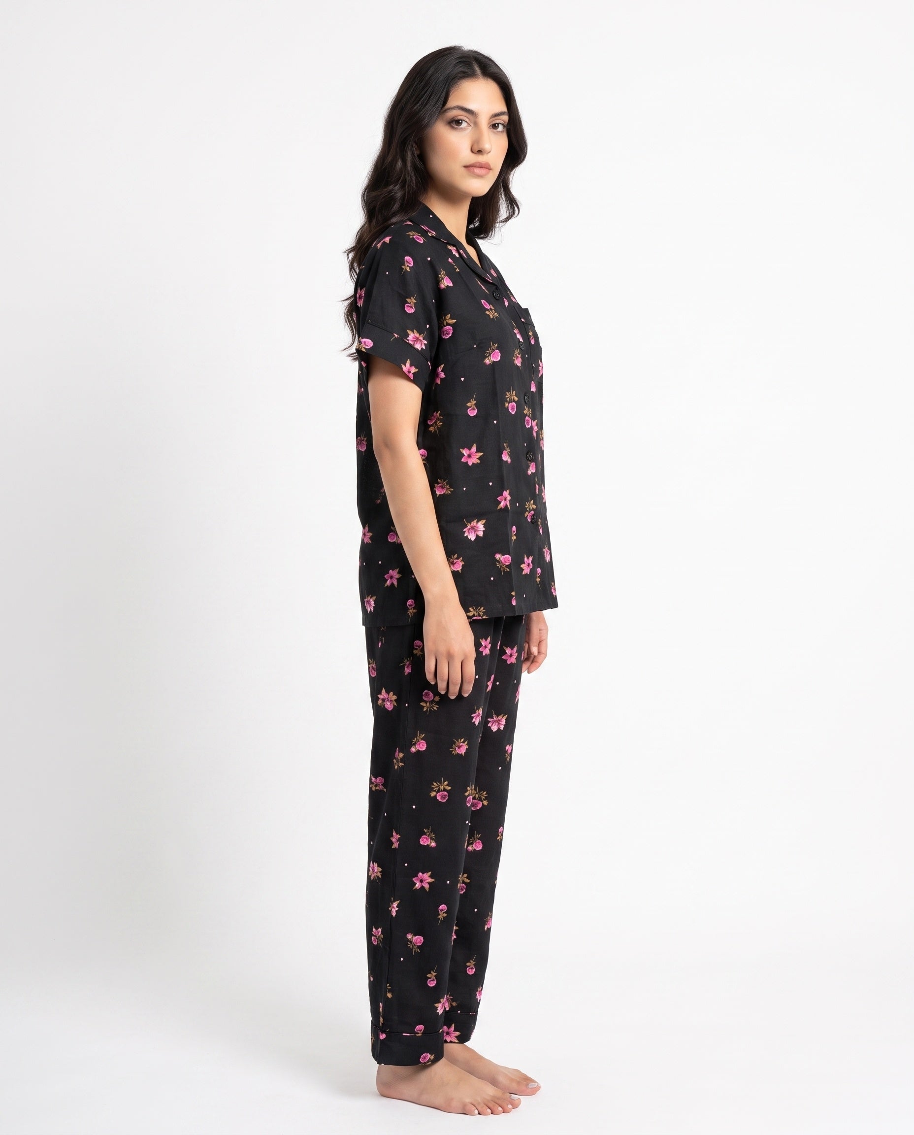 Linen Pajama Suit - Floral Dusk