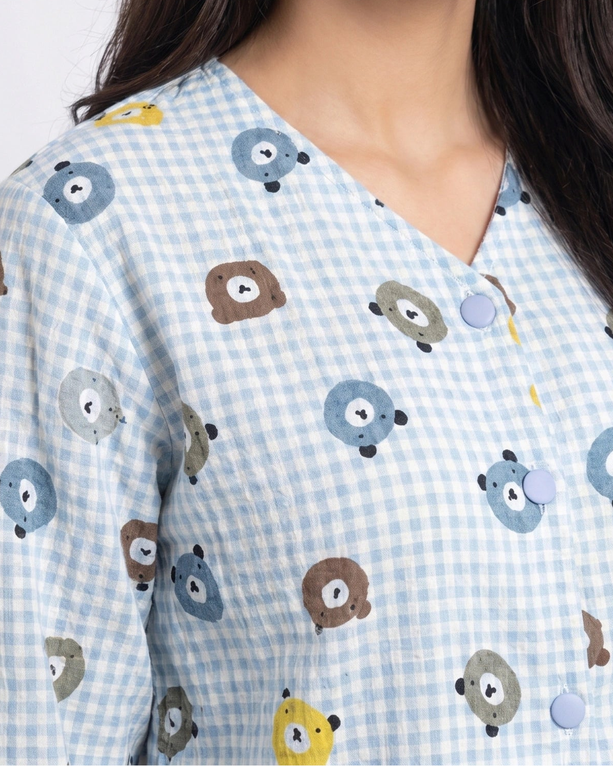 Summer Crinkled Pajama Suit - Blue Bear