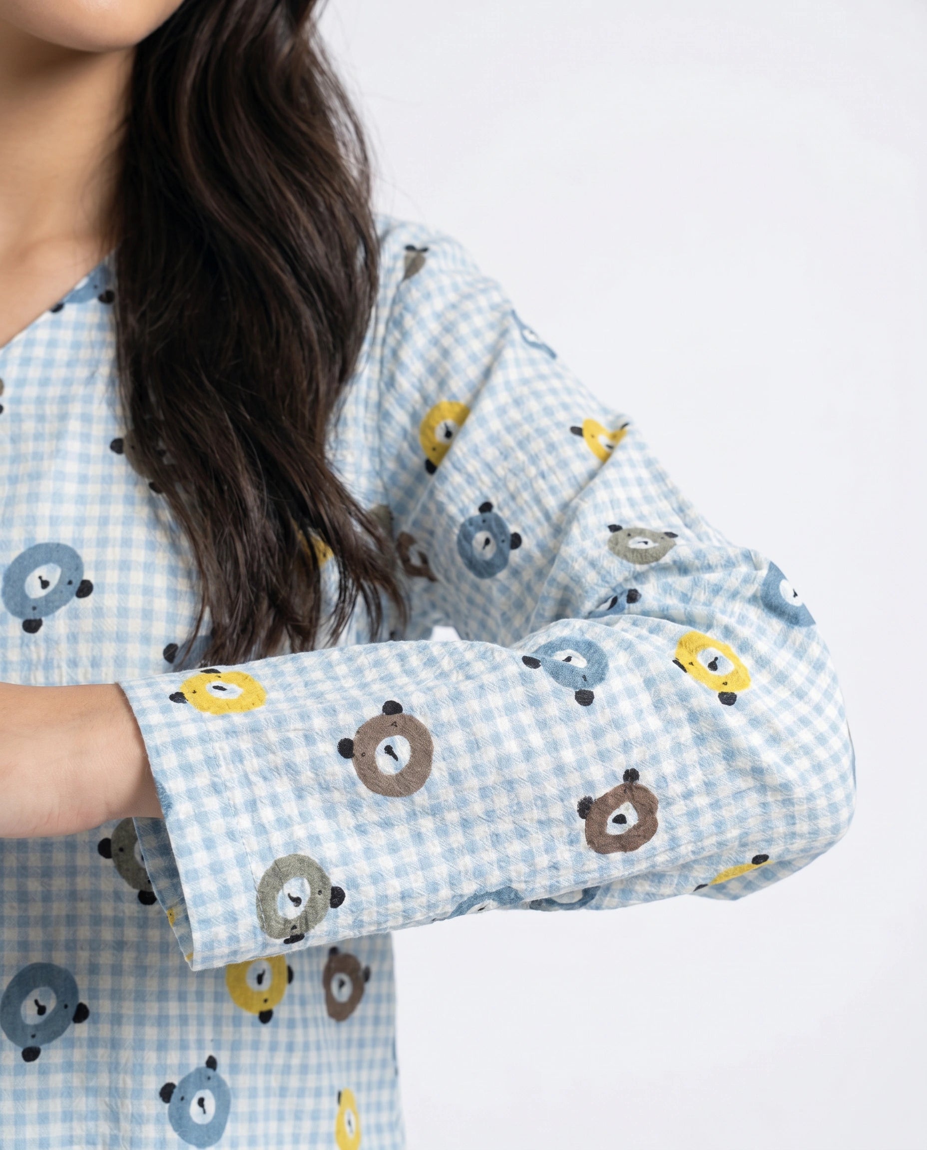 Summer Crinkled Pajama Suit - Blue Bear