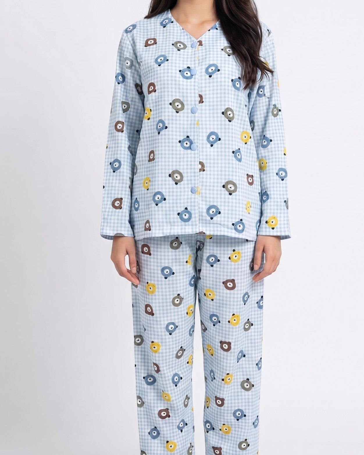 Summer Crinkled Pajama Suit - Blue Bear