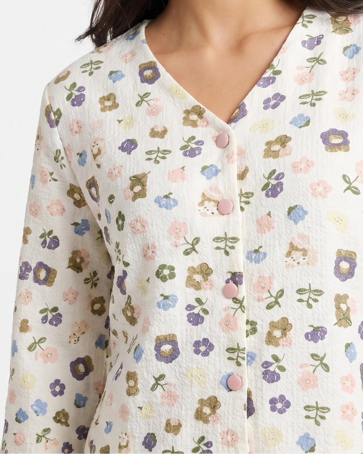 Summer Crinkled Pajama Suit - Pastel Bloom