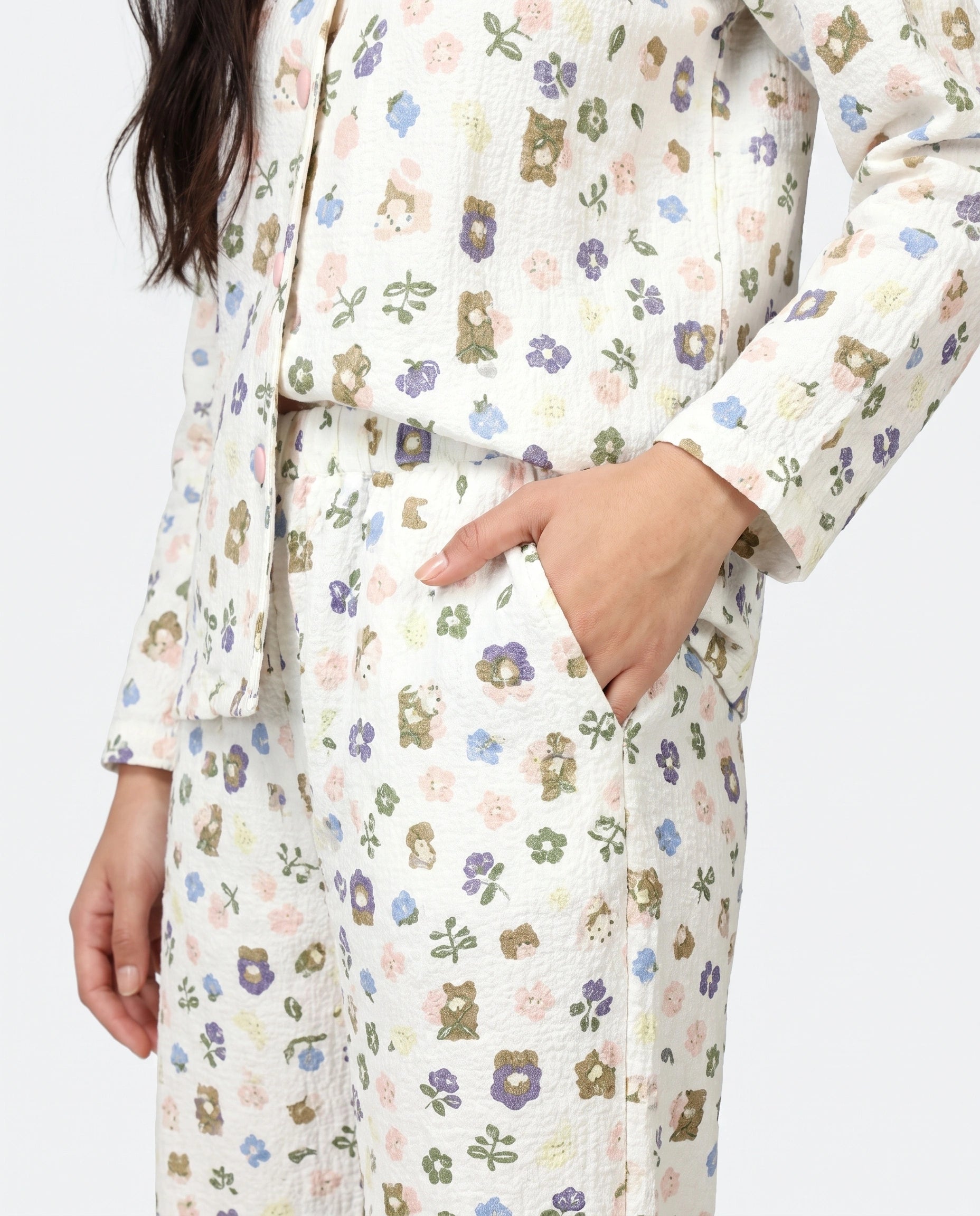 Summer Crinkled Pajama Suit - Pastel Bloom