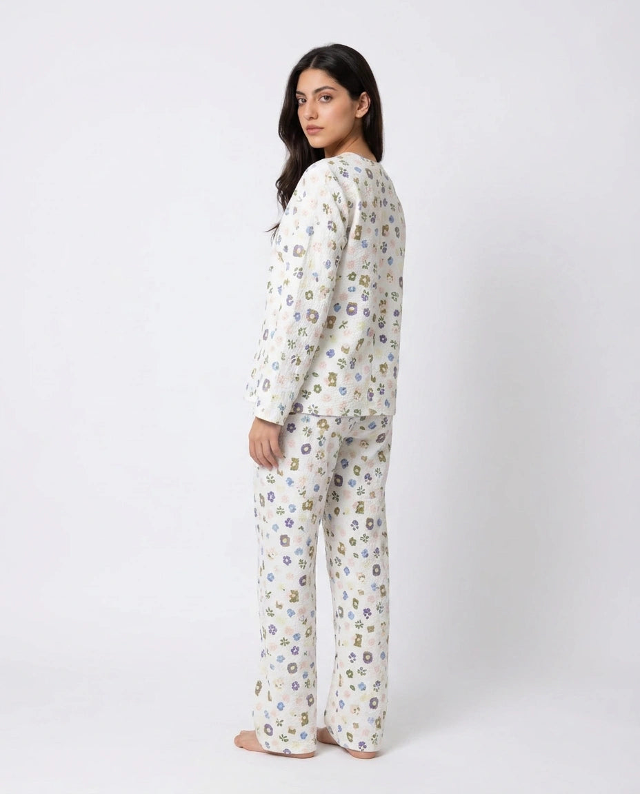 Summer Crinkled Pajama Suit - Pastel Bloom