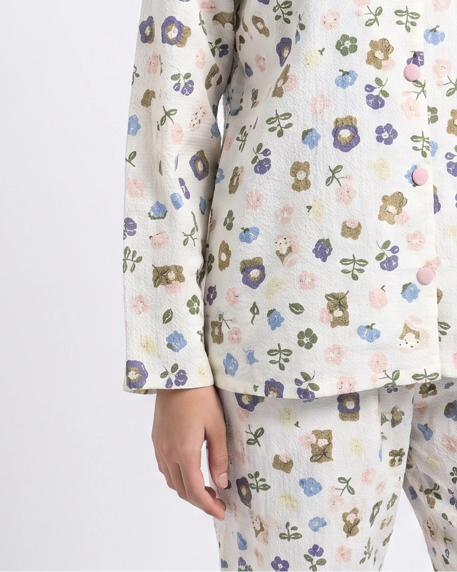 Summer Crinkled Pajama Suit - Pastel Bloom