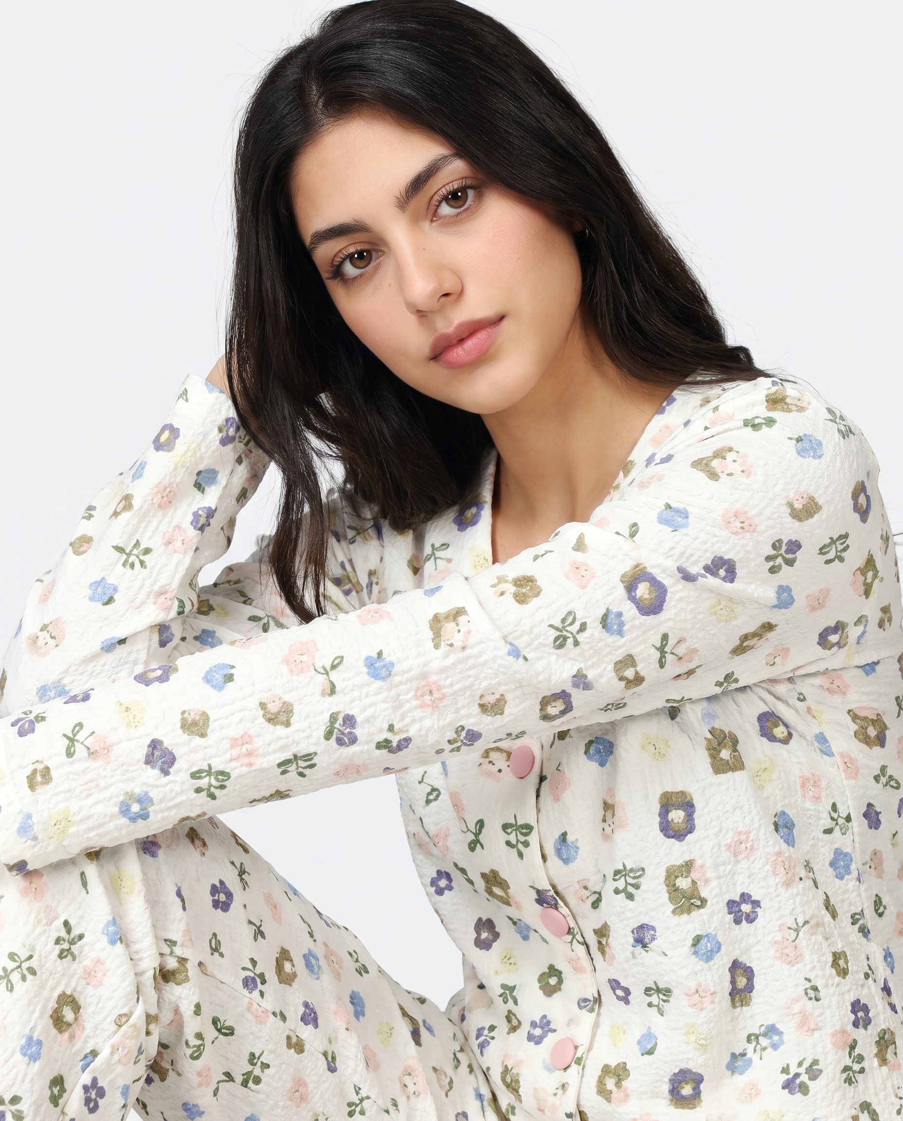 Summer Crinkled Pajama Suit - Pastel Bloom