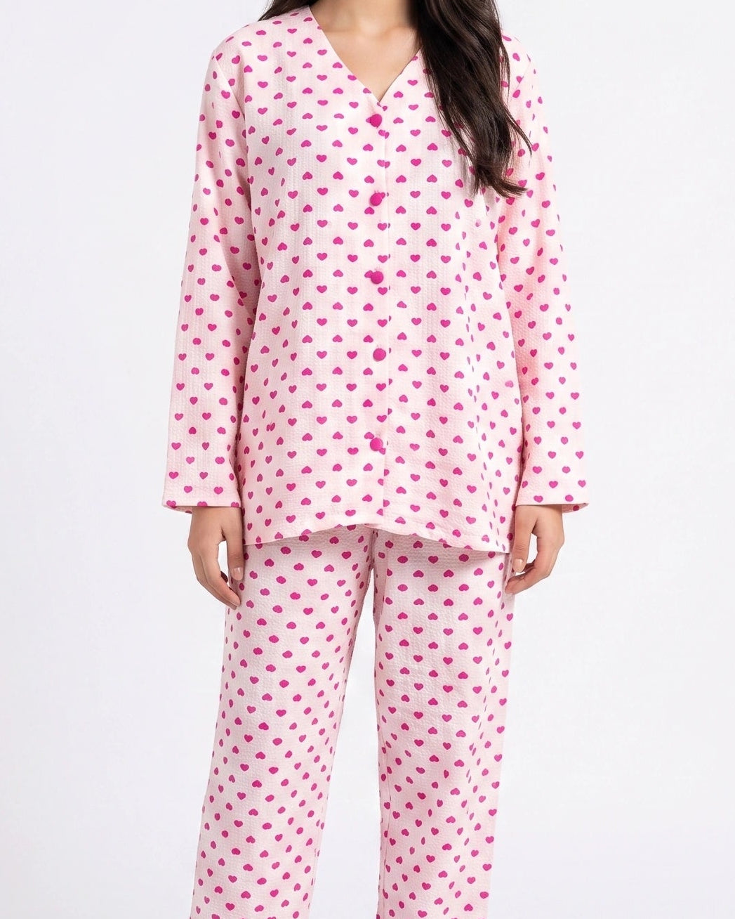 Summer Crinkled Pajama Suit - Love Checks