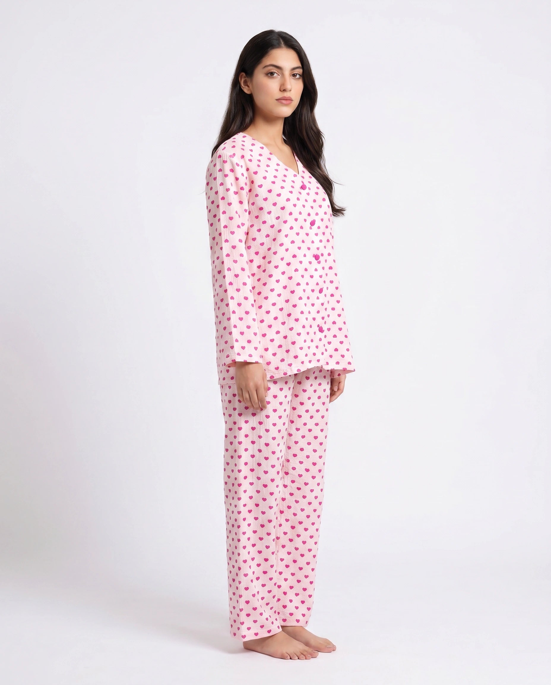 Summer Crinkled Pajama Suit - Love Checks