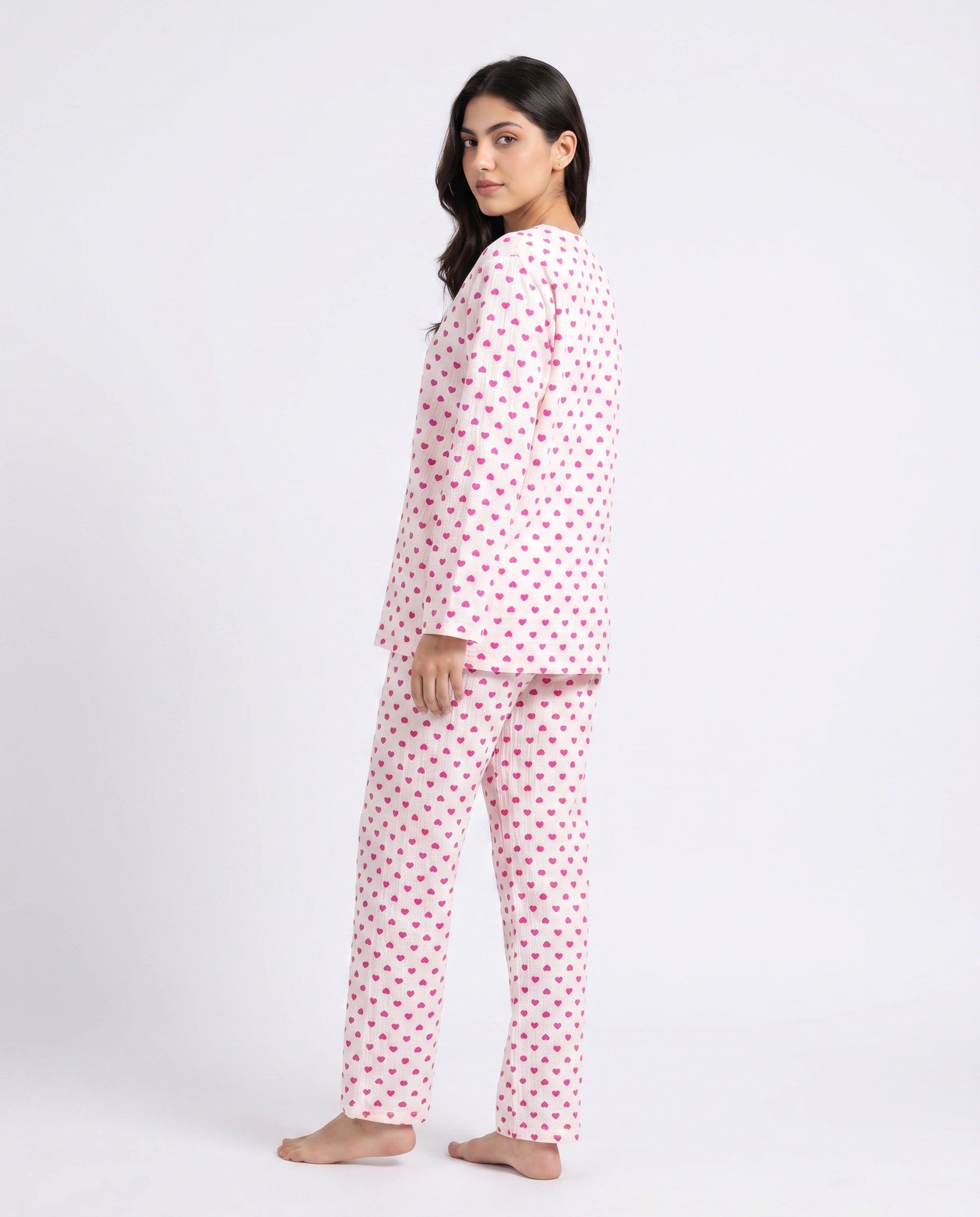 Summer Crinkled Pajama Suit - Love Checks
