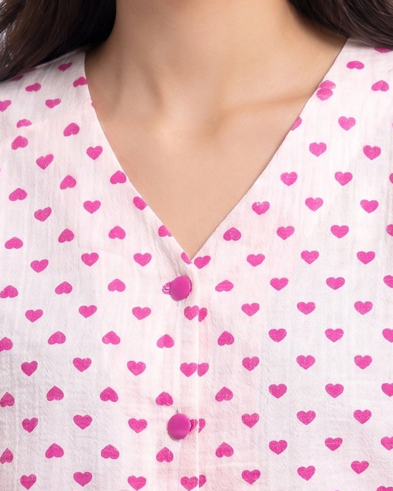 Summer Crinkled Pajama Suit - Love Checks