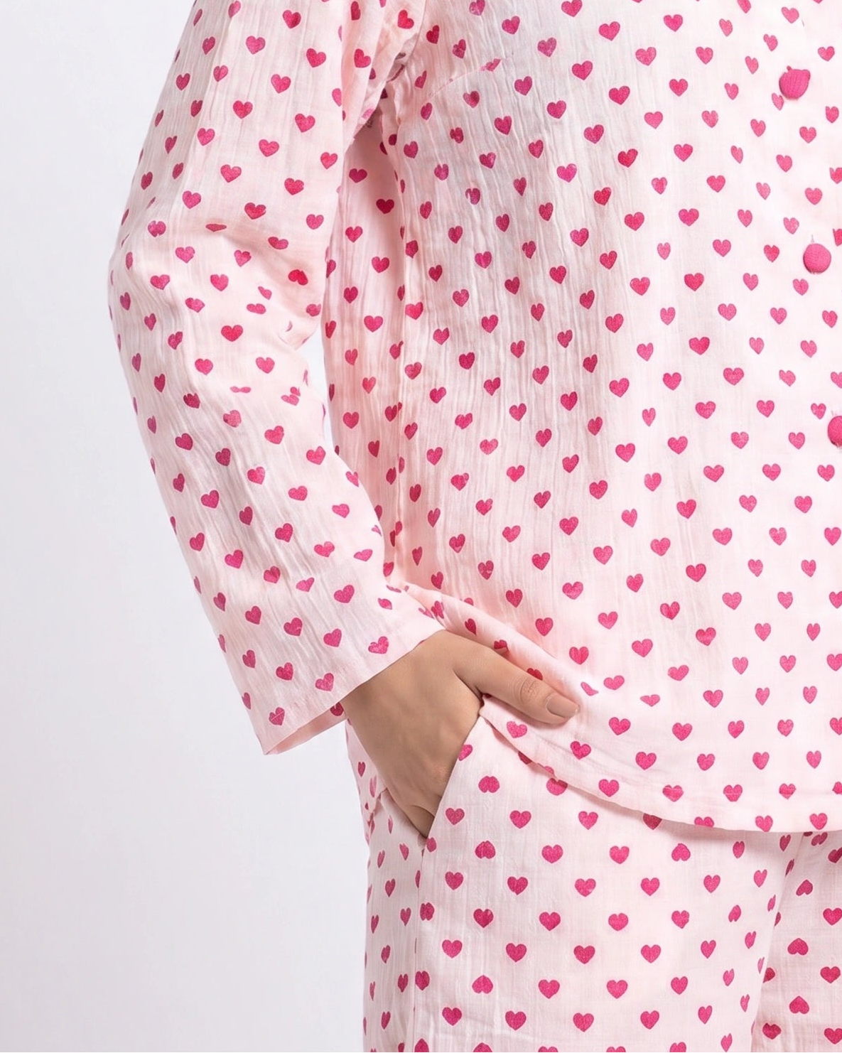 Summer Crinkled Pajama Suit - Love Checks